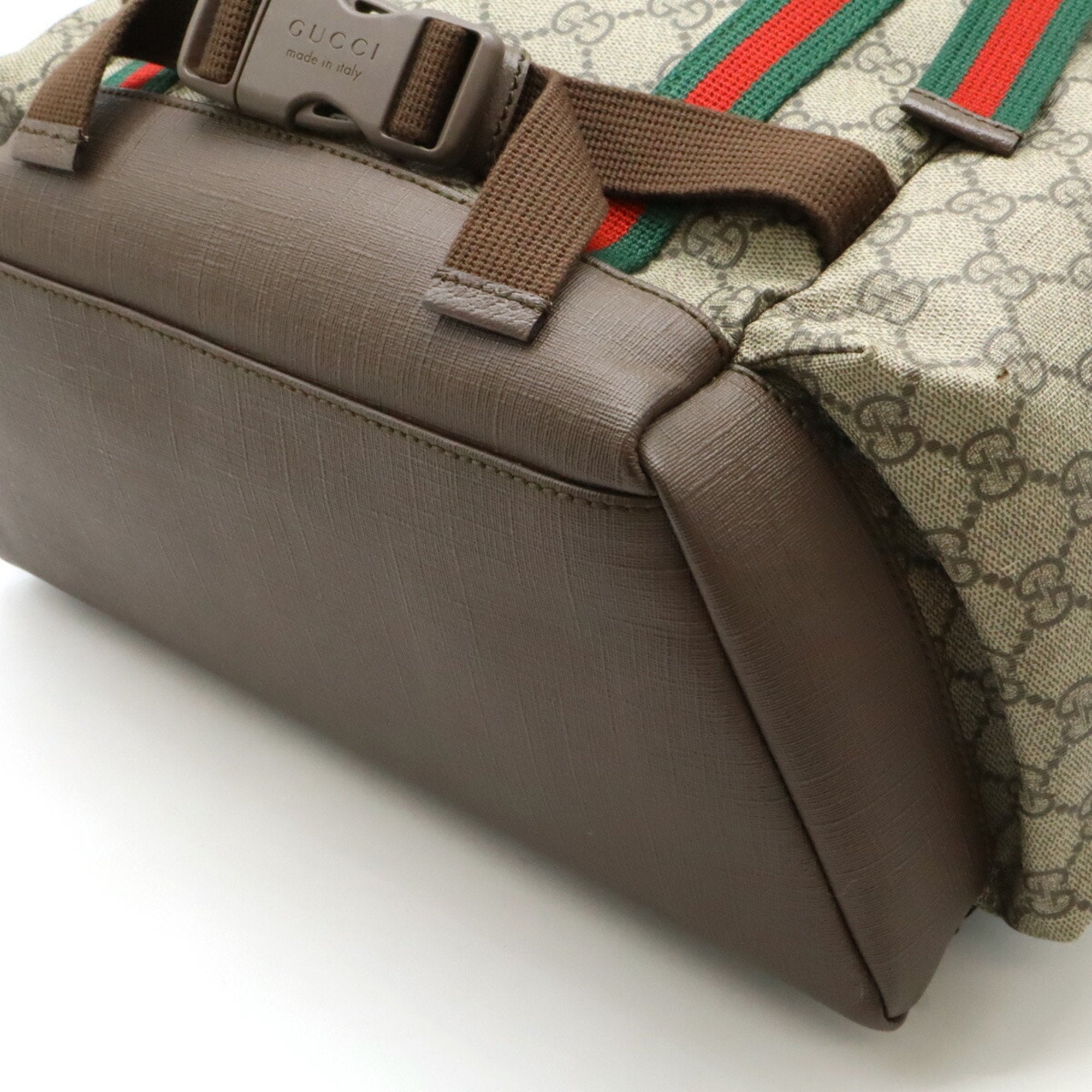 Gucci Beige Brown Green Red Color Pvc Leather Backpack (Pre-Owned)