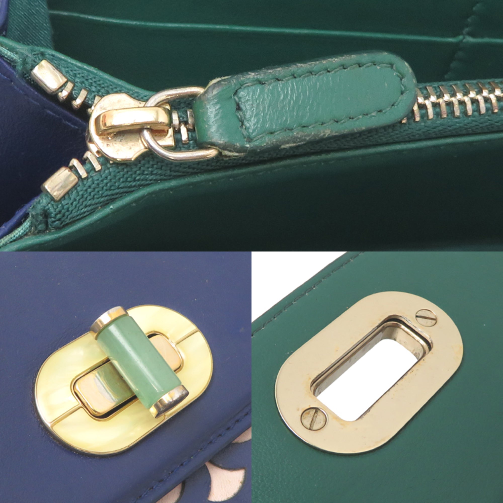 Bvlgari Beige Navy Leather Long Wallet (Bi-Fold) (Pre-Owned)