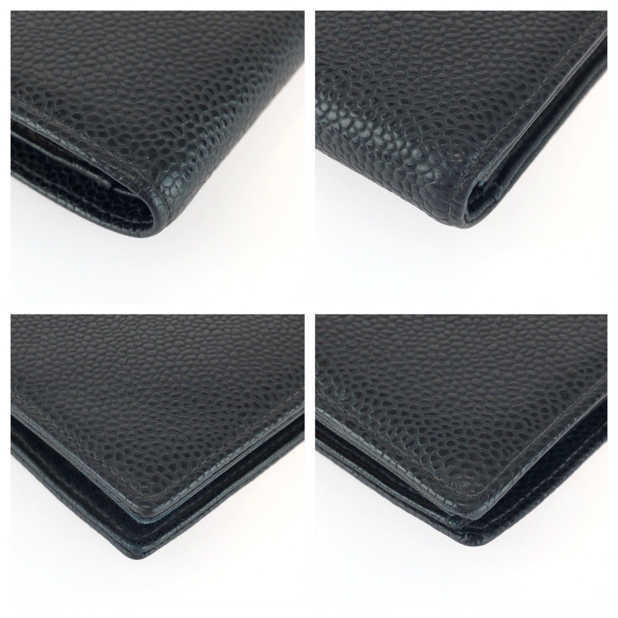 Chanel Black Leather Middle Wallet (Bi-Fold) (Pre-Owned)
