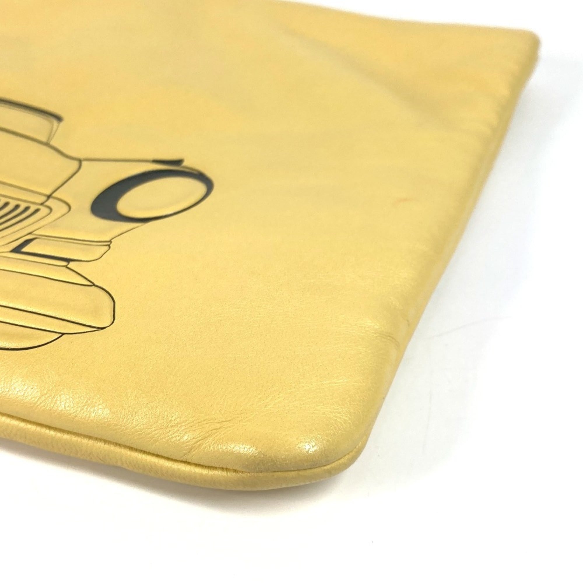 Chanel Black Yellow Leather Clutch Bag Pouch (Pre-Owned)