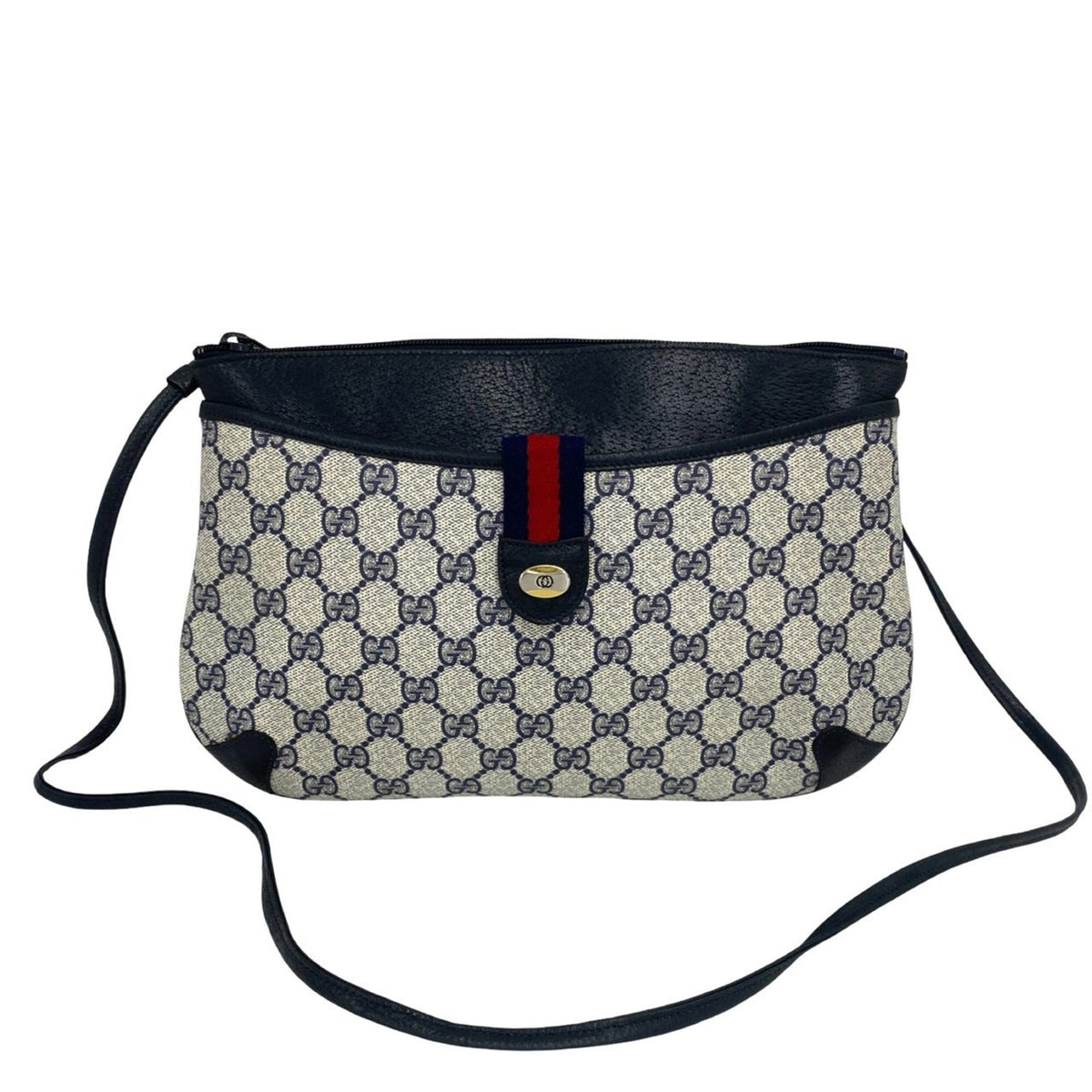 Gucci Navy Red Color Leather Pvc Pochette Shoulder Bag (Pre-Owned)