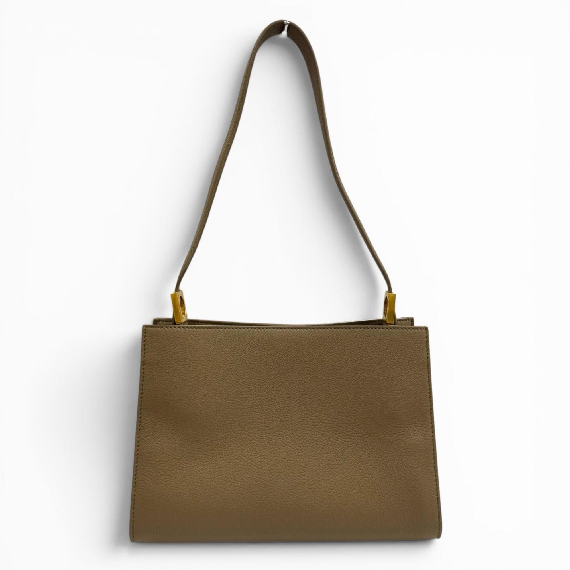 Bally Grayish Leather Handbag Shoulder Bag (Pre-Owned)