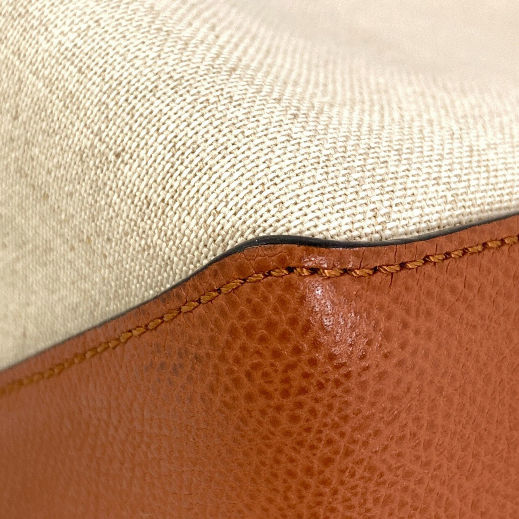 Valextra Brown Canvas Leather Shopping Bag Tote Bag (Pre-Owned)