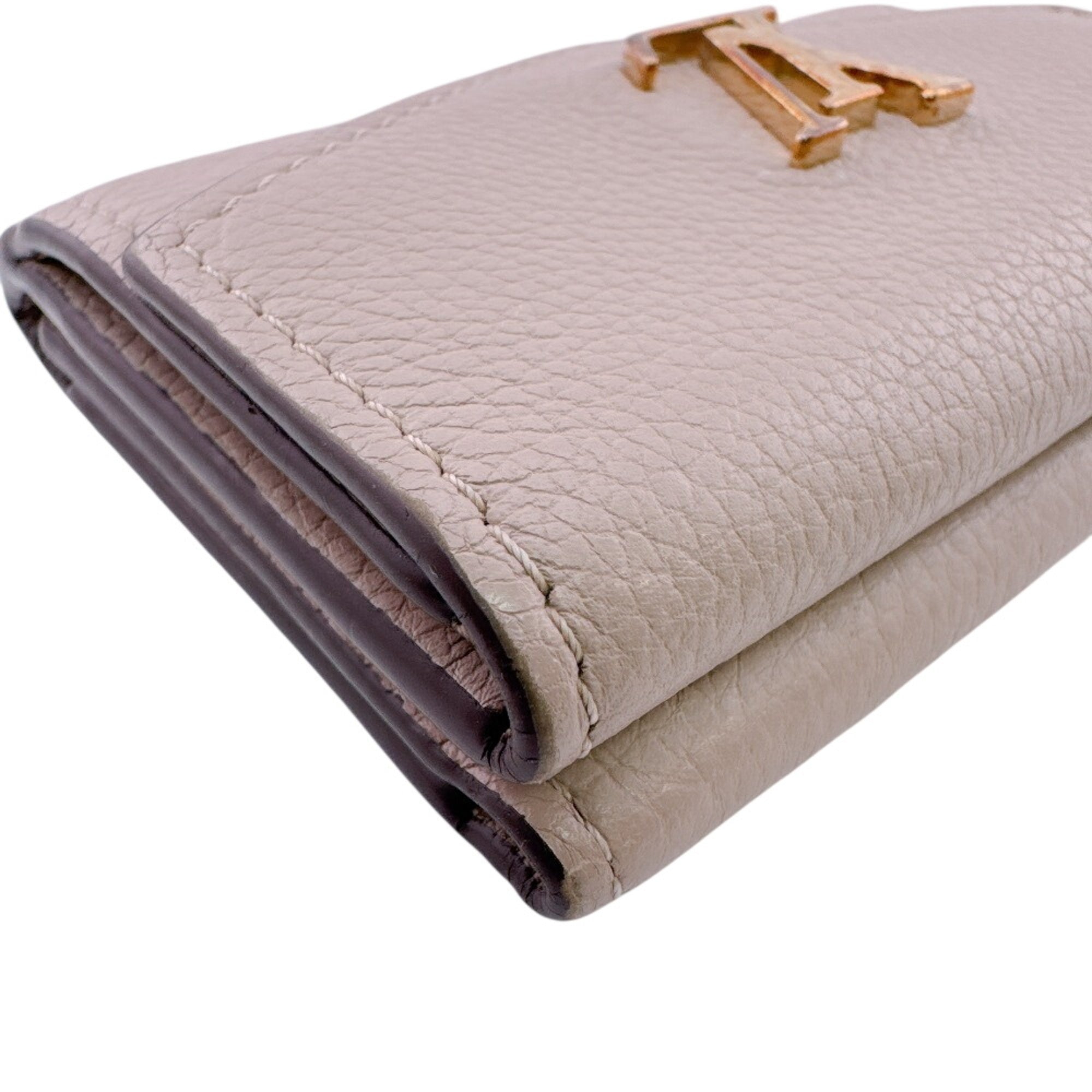 Louis Vuitton Beige Leather Wallet (Tri-Fold) (Pre-Owned)