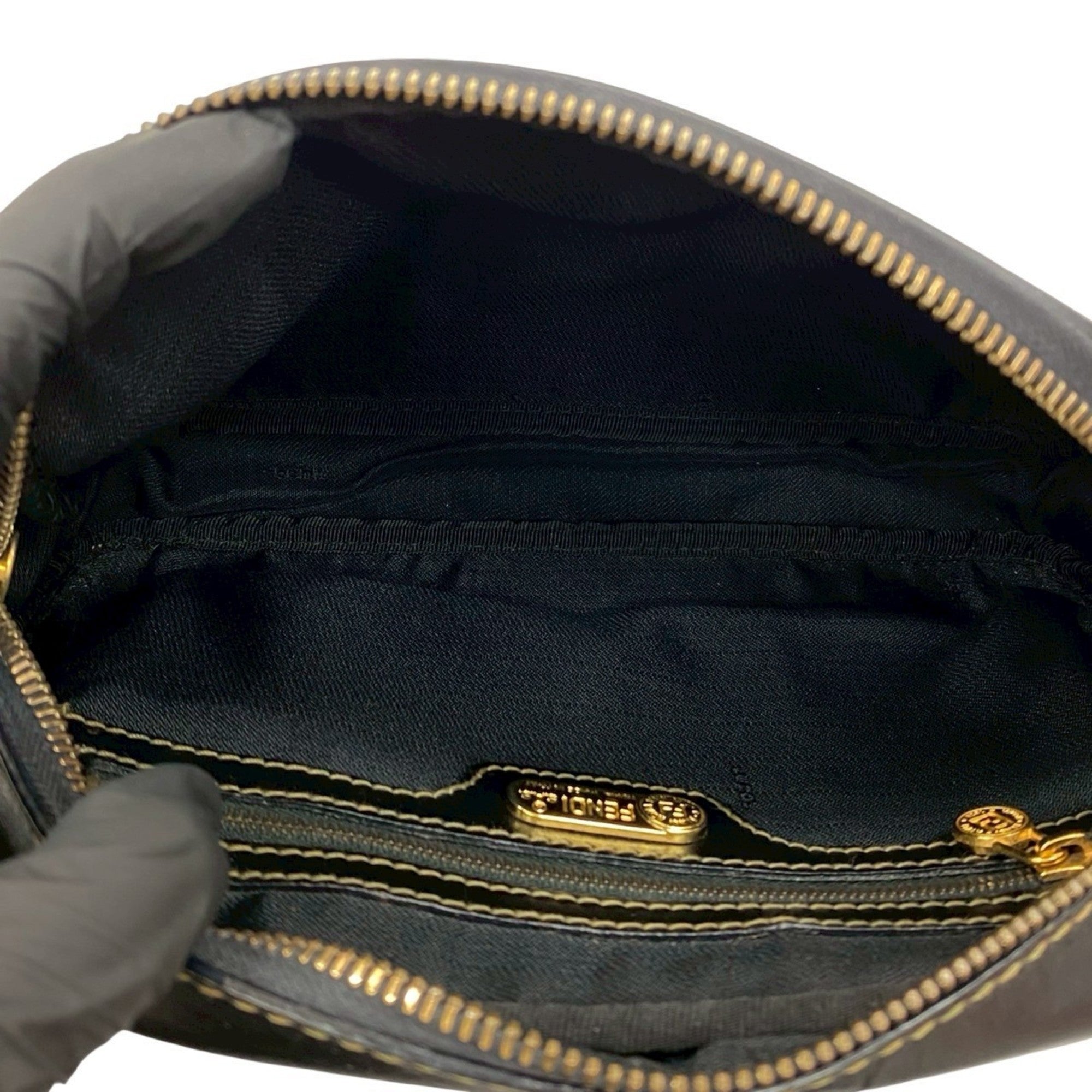 Fendi Black Brown Leather Pvc Pochette Shoulder Bag (Pre-Owned)