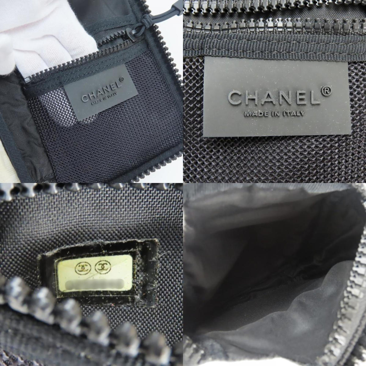 Chanel Black Ivory Jacquard Nylon Fanny Pack Pochette Shoulder Bag (Pre-Owned)