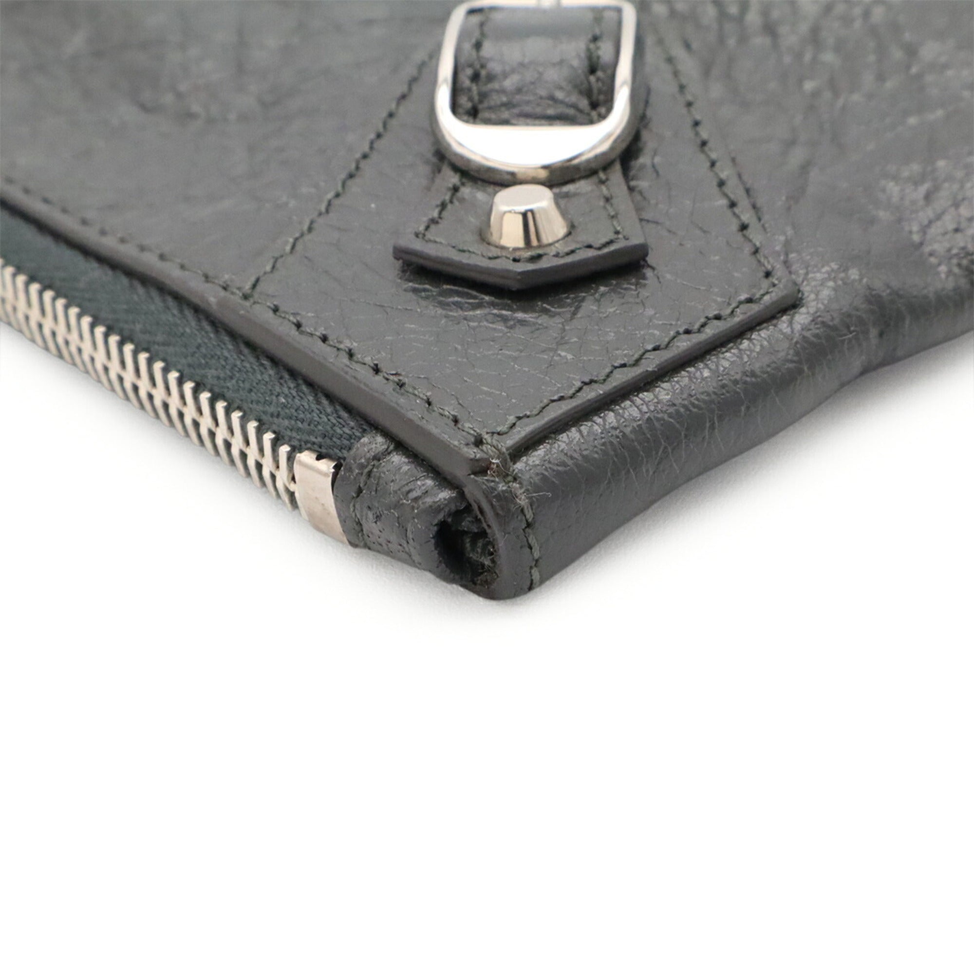 Balenciaga Dark Gray Leather Handbag Pouch (Pre-Owned)