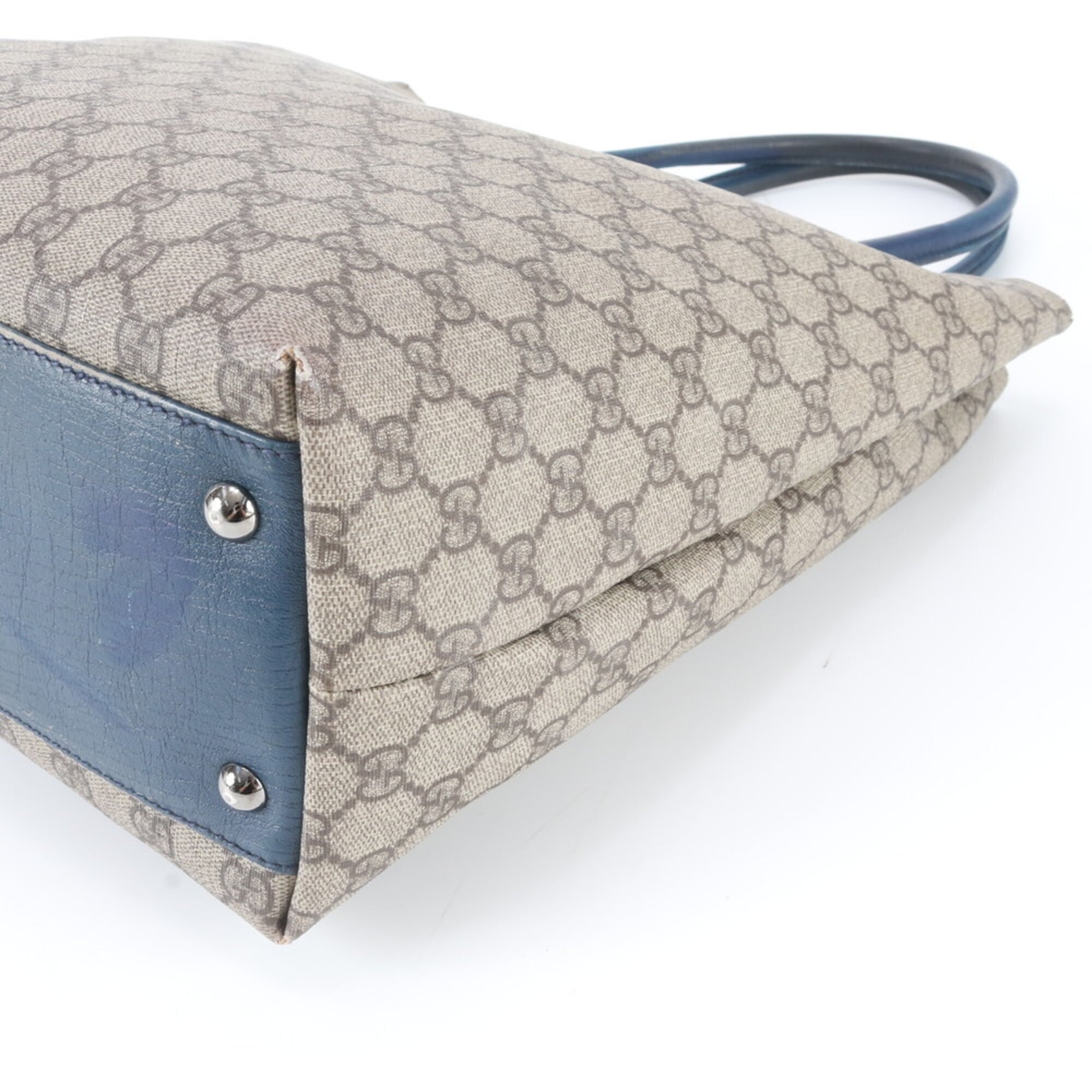 Gucci Beige Blue Leather Coated Canvas (Pre-Owned)