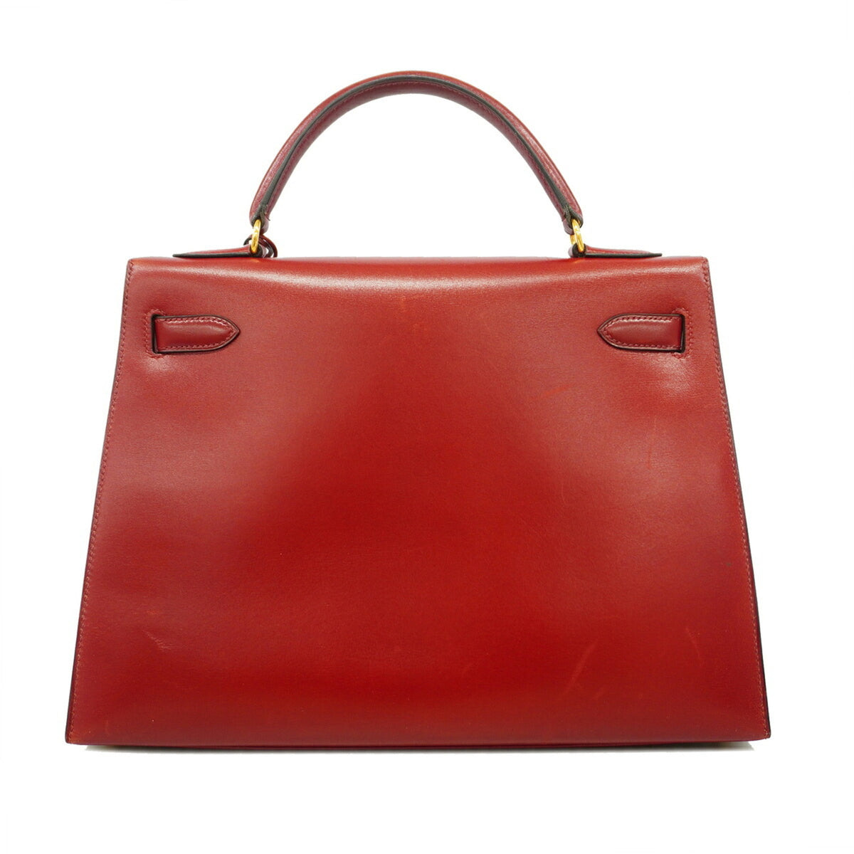Hermes Rouge H Box Calf Leather Handbag (Pre-Owned)