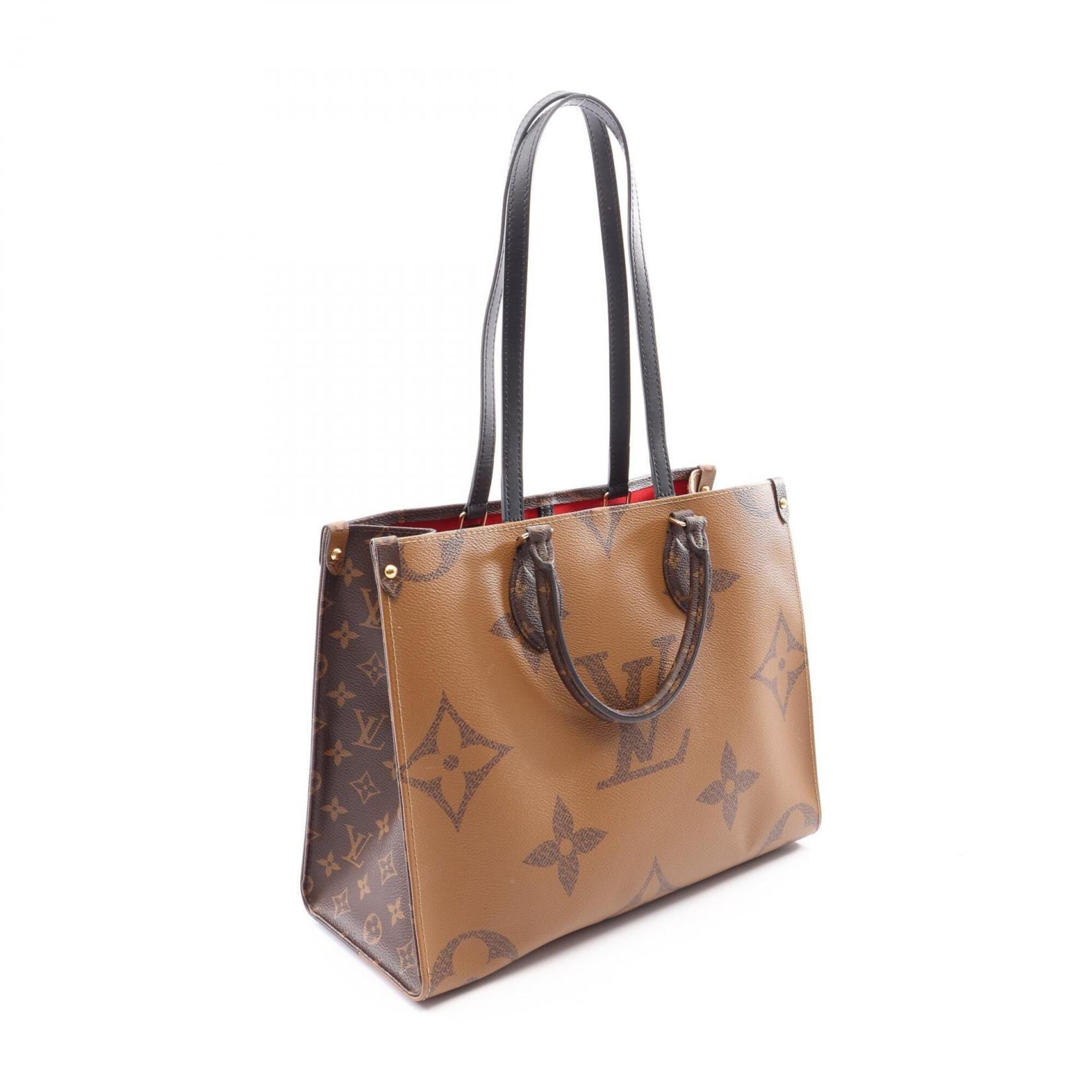 Louis Vuitton Beige Brown Coated Canvas Leather Handbag Tote Bag (Pre-Owned)