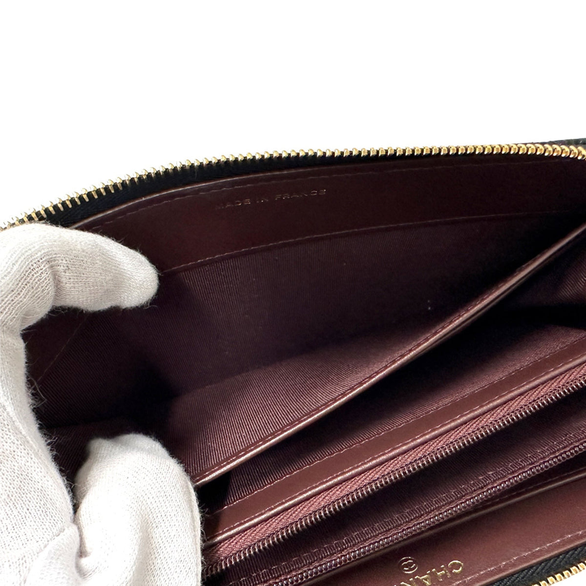 Chanel Black Grained Calfskin Long Wallet (Bi-Fold) (Pre-Owned)