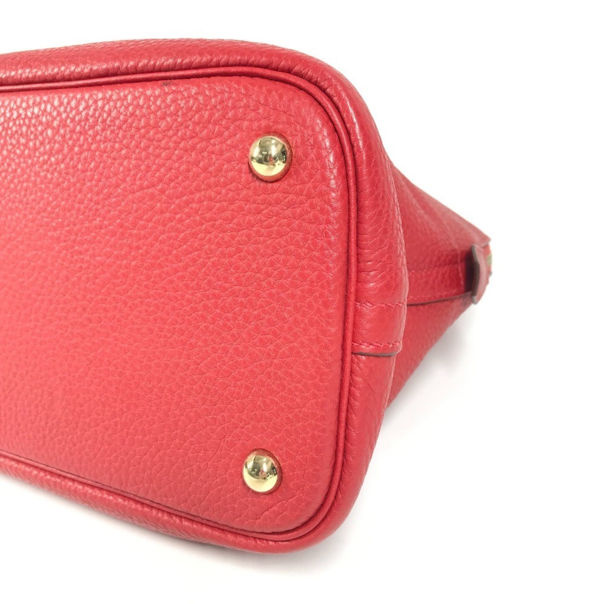 Hermes Red Color Taurillon Clemence Leather Handbag Tote Bag (Pre-Owned)
