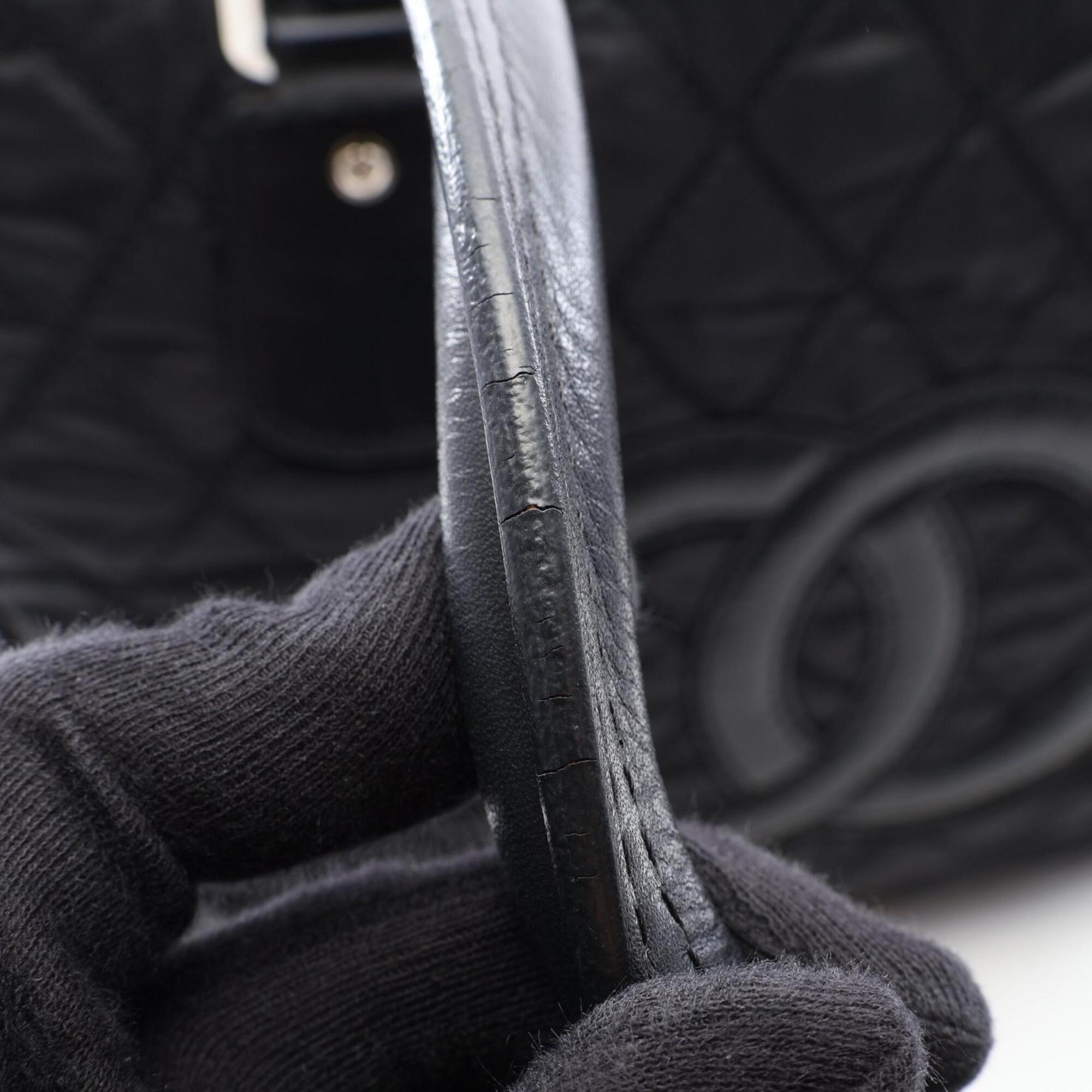 Chanel Black Nylon Leather Handbag Tote Bag (Pre-Owned)