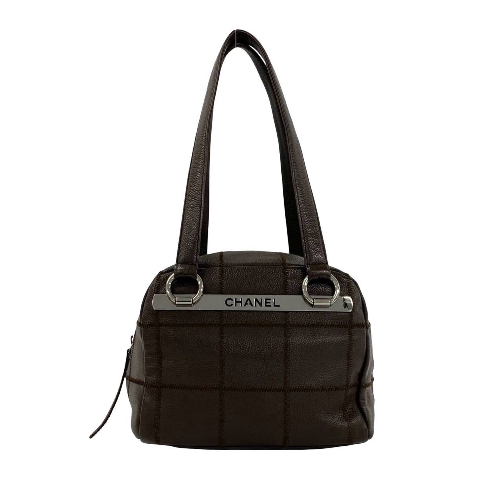Chanel Brown Grained Calfskin Handbag Shoulder Bag (Pre-Owned)