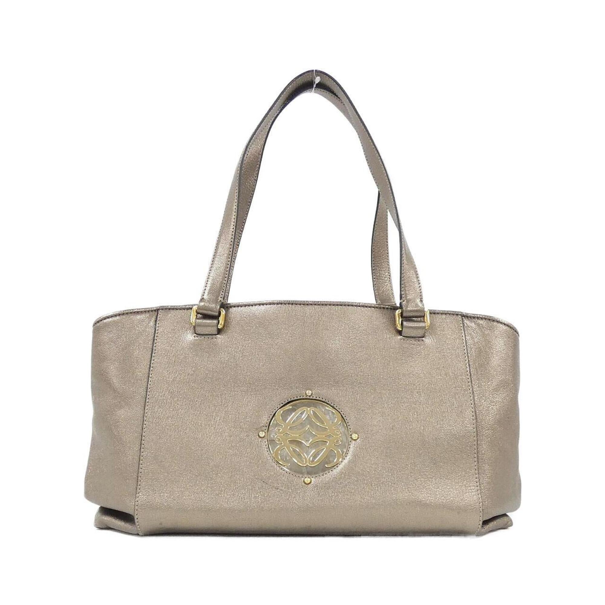 Loewe Beige Beige Gold Gold Leather Handbag Tote Bag (Pre-Owned)