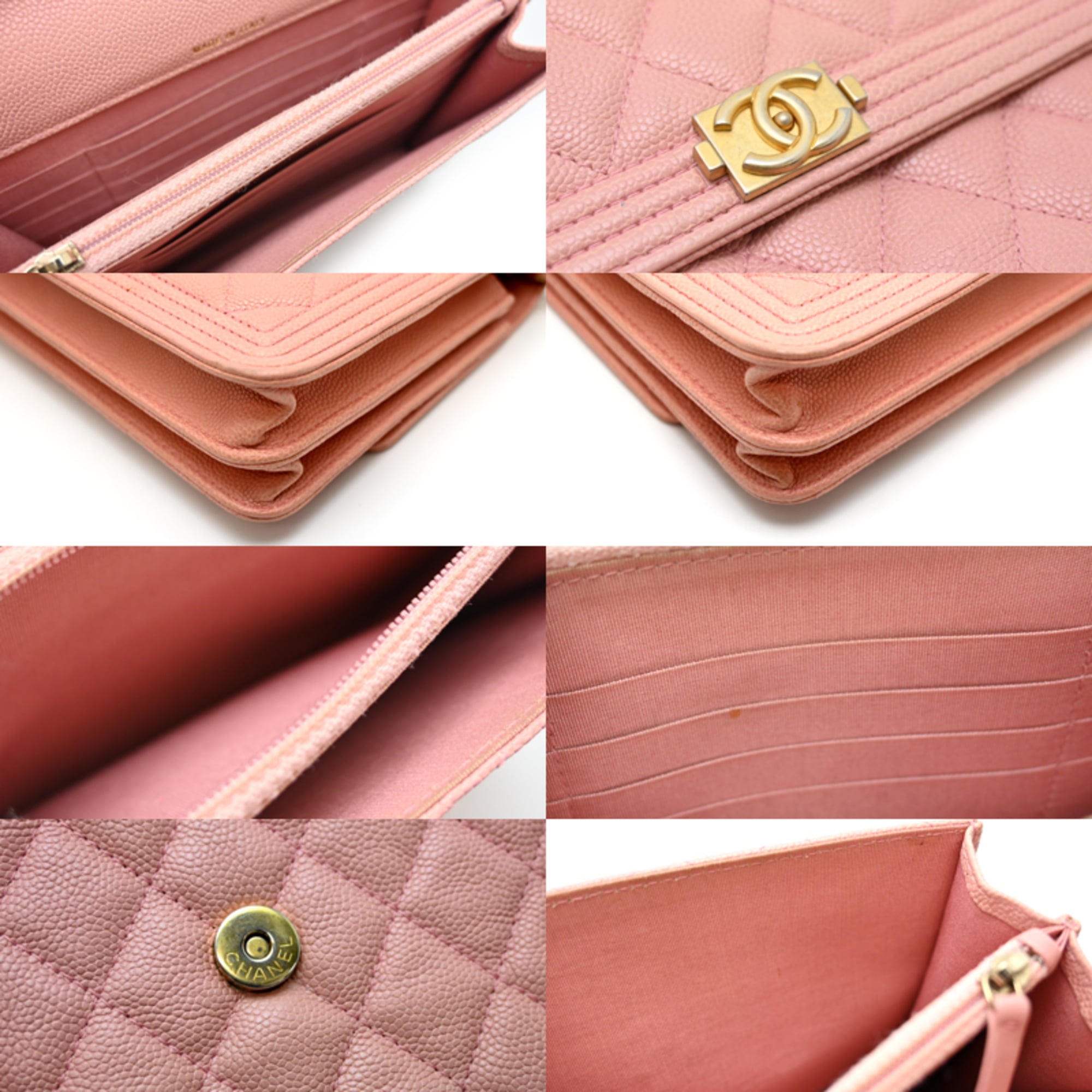 Chanel Pink Grained Calfskin Chain/Shoulder Wallet (Pre-Owned)
