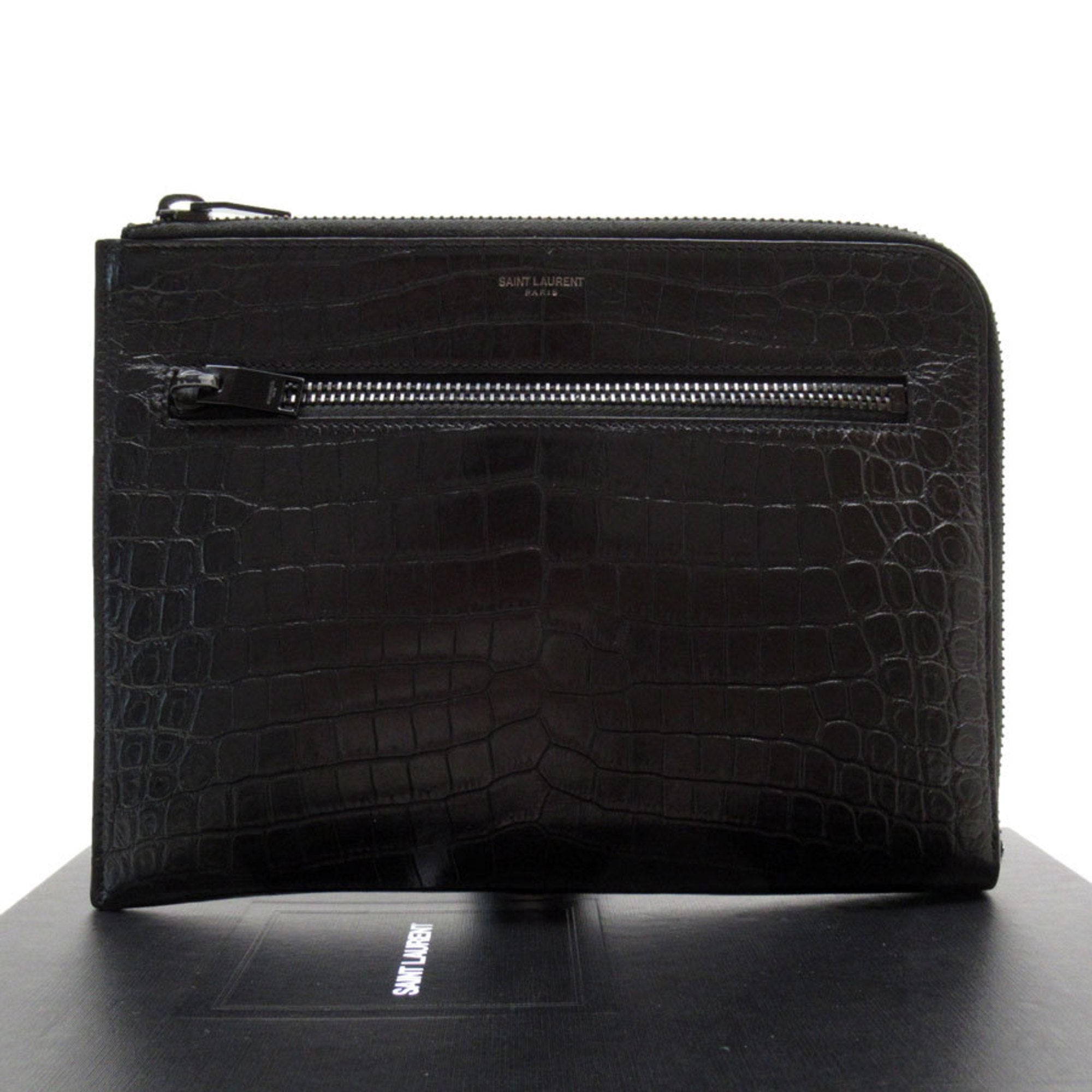 Saint Laurent Black Leather Clutch Bag (Pre-Owned)