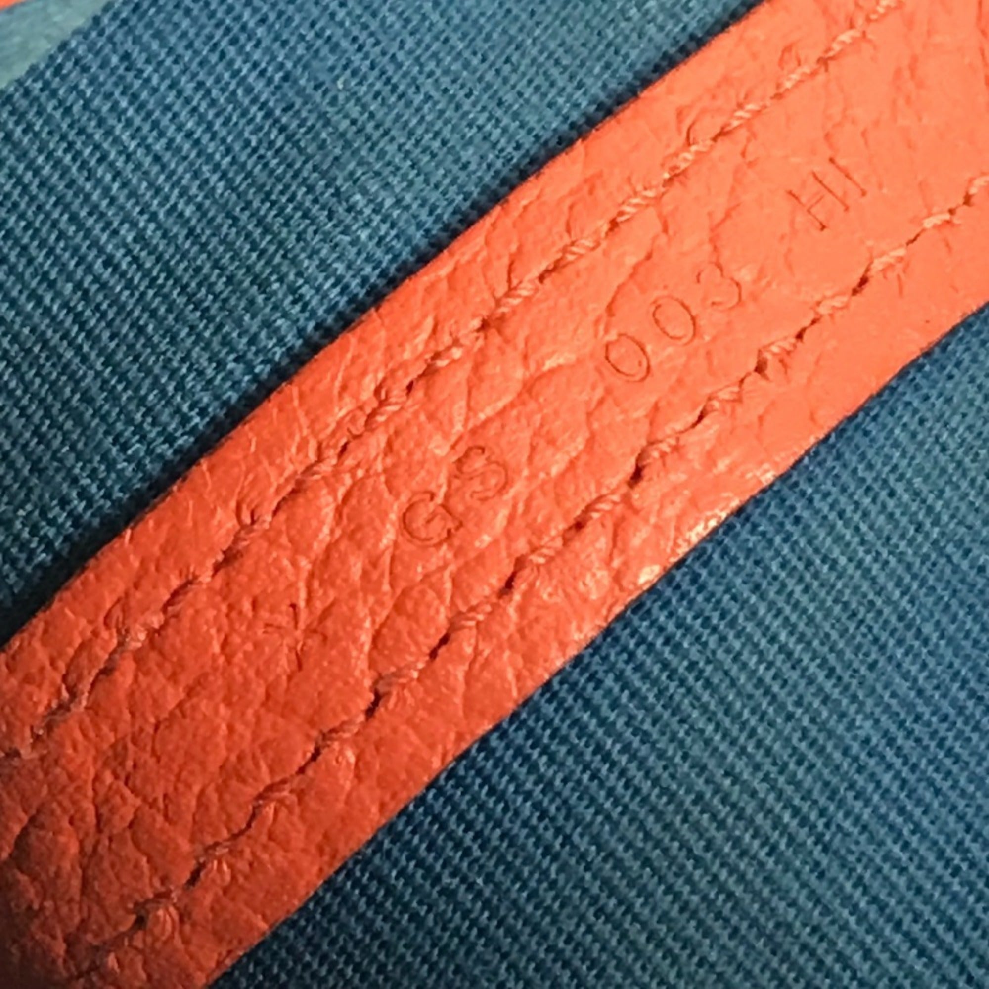 Hermes Blue Orange Canvas Leather Handbag Tote Bag (Pre-Owned)