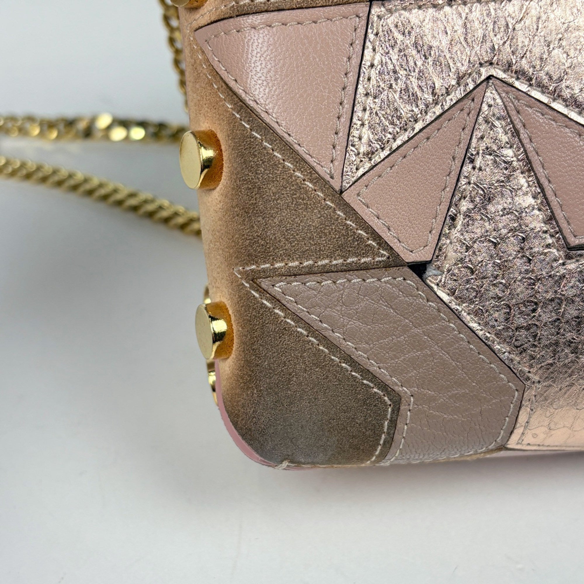 Jimmy Choo Pink Beige Leather Shoulder Bag (Pre-Owned)