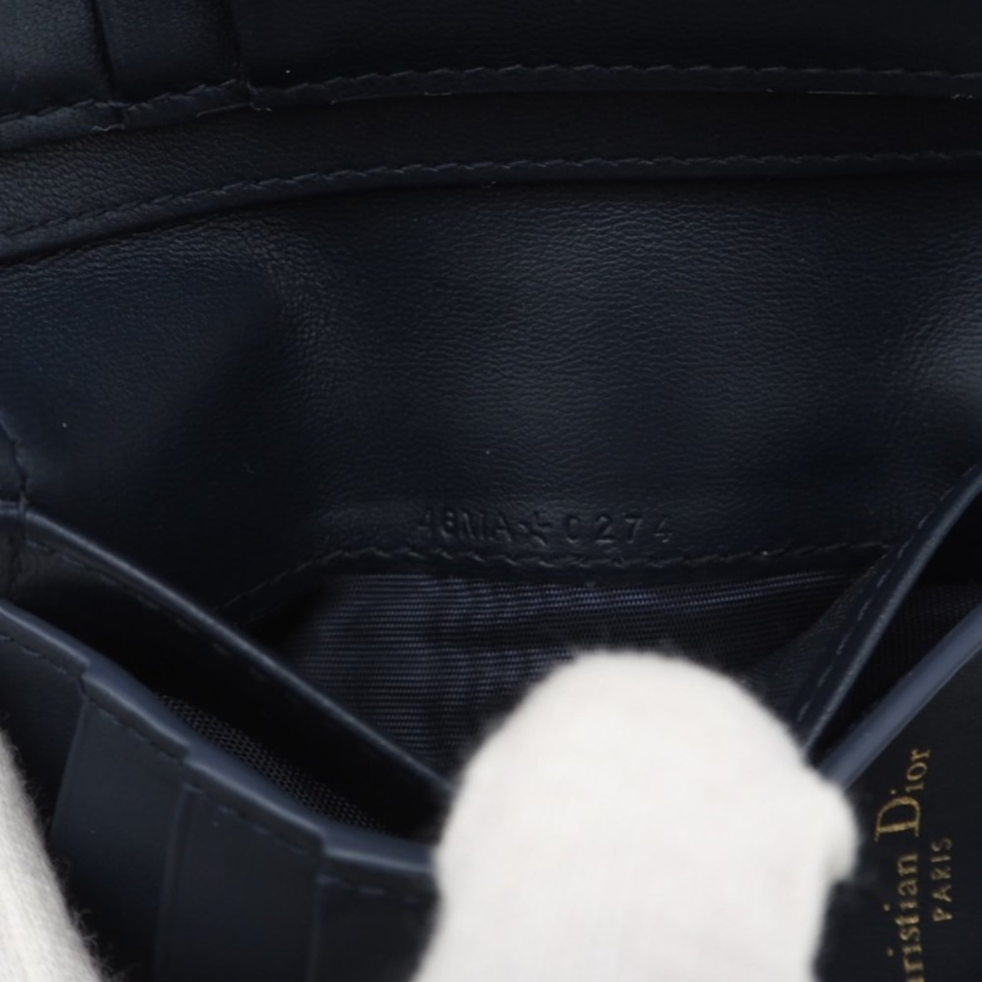 Christian Dior Navy White Cotton Leather Wallet (Bi-Fold) (Pre-Owned)