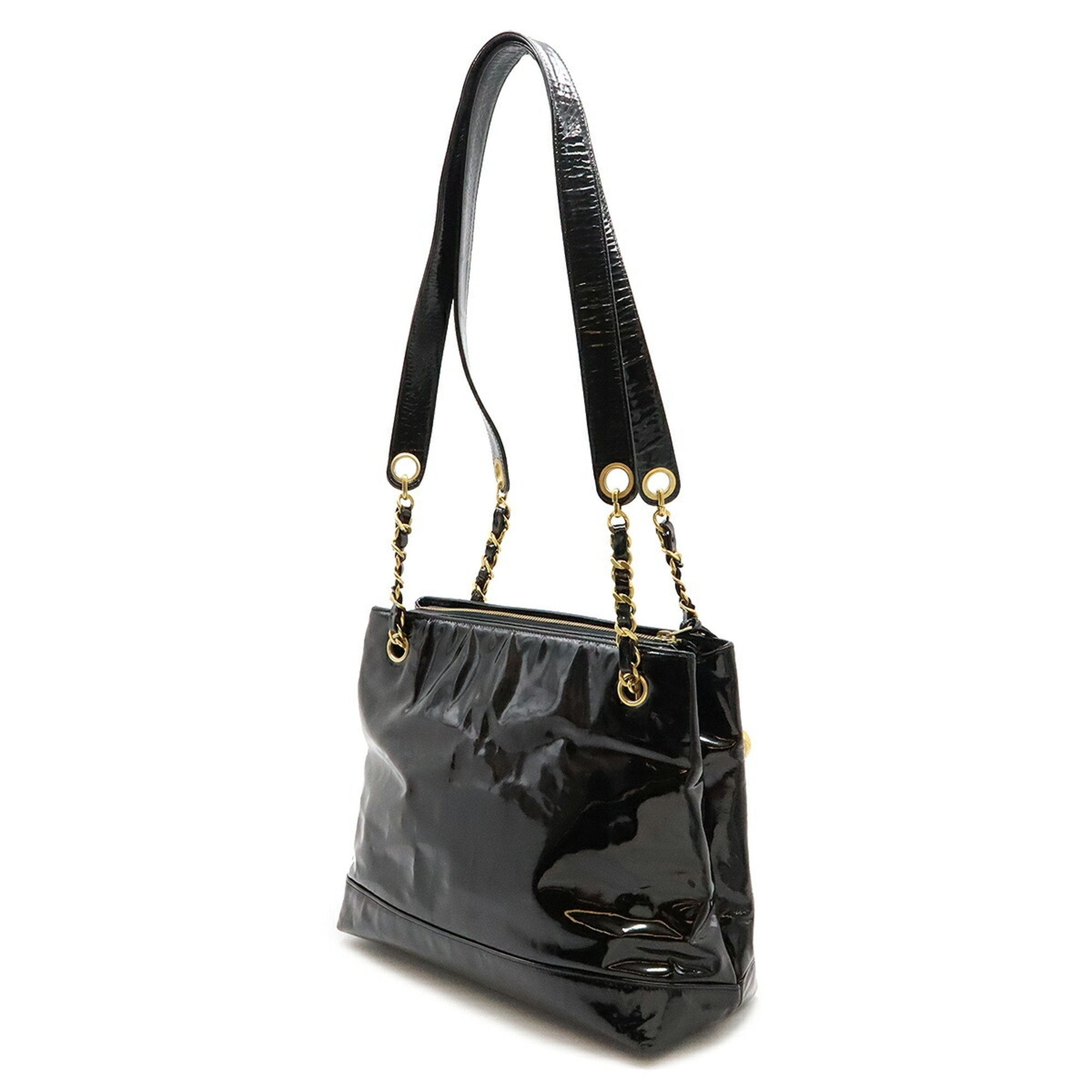 Chanel Black Patent Leather Shoulder Bag Tote Bag (Pre-Owned)