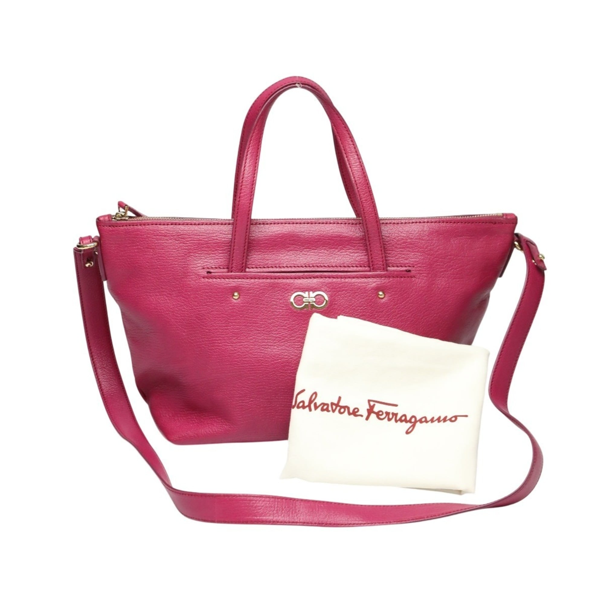 Salvatore Ferragamo Pink Leather Handbag Shoulder Bag (Pre-Owned)