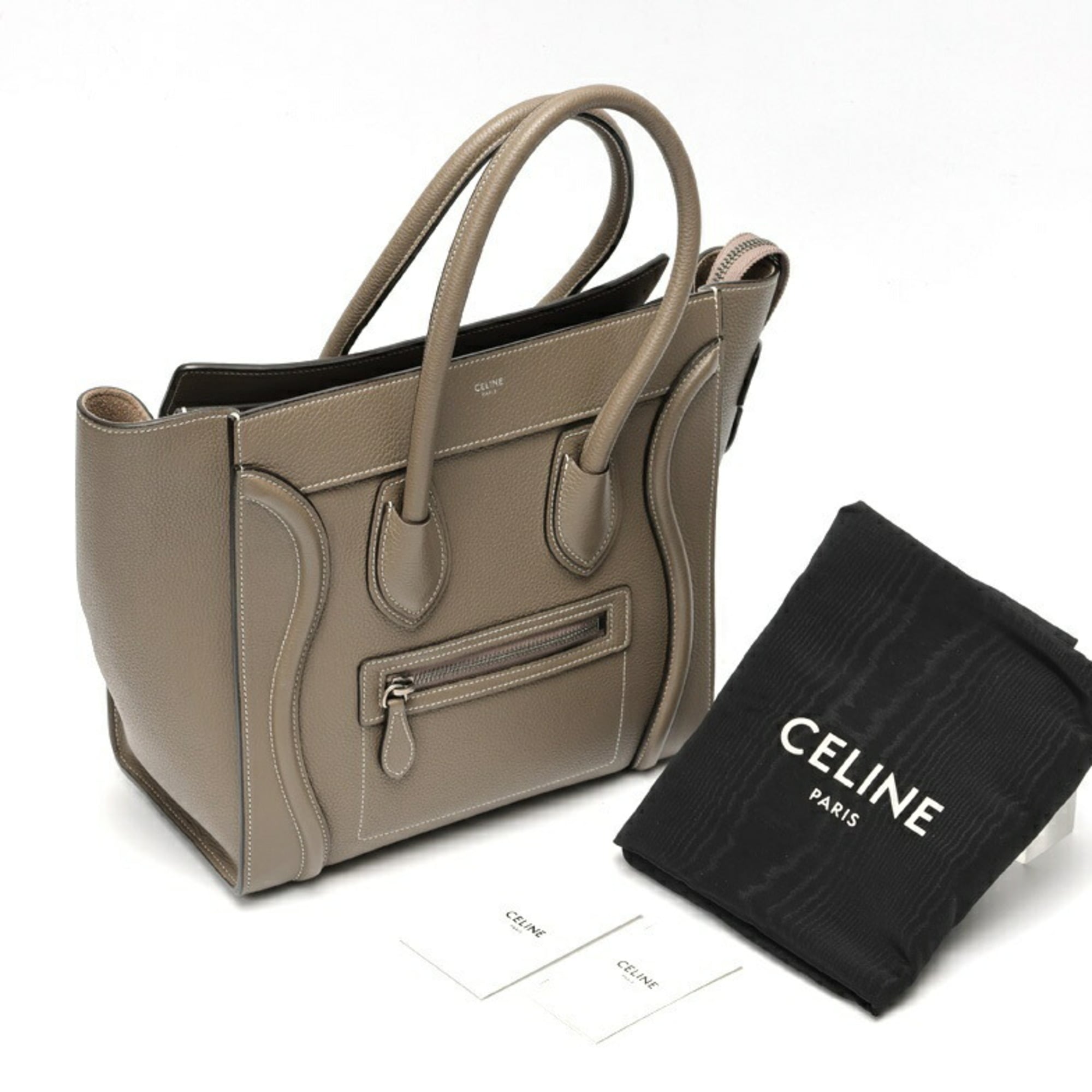 Celine Brown Grayish Leather Handbag (Pre-Owned)