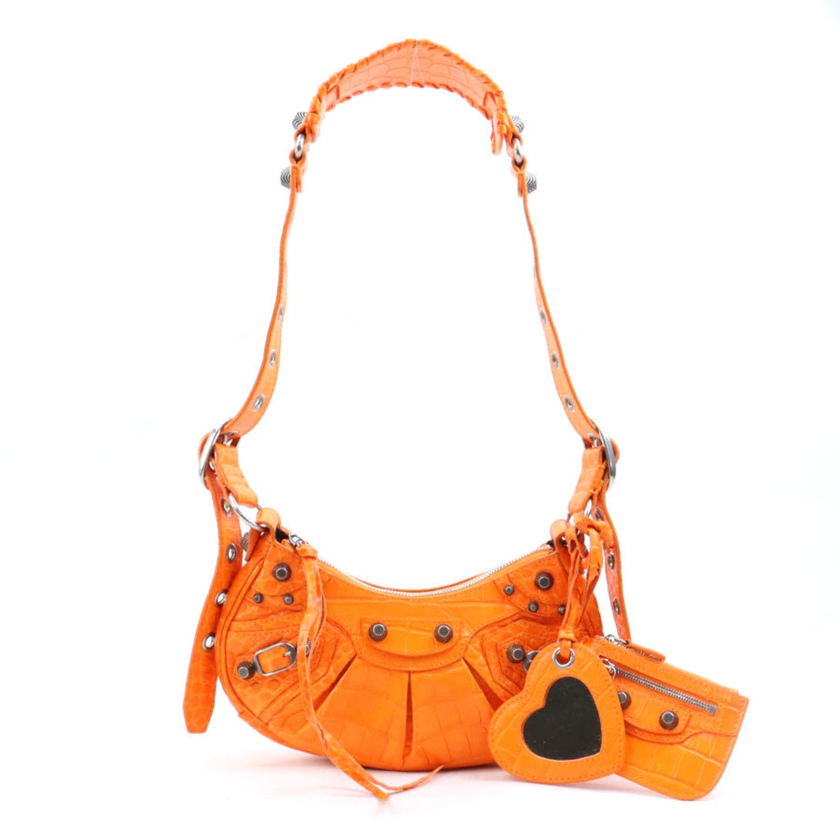 Balenciaga Orange Leather Pouch Shoulder Bag (Pre-Owned)