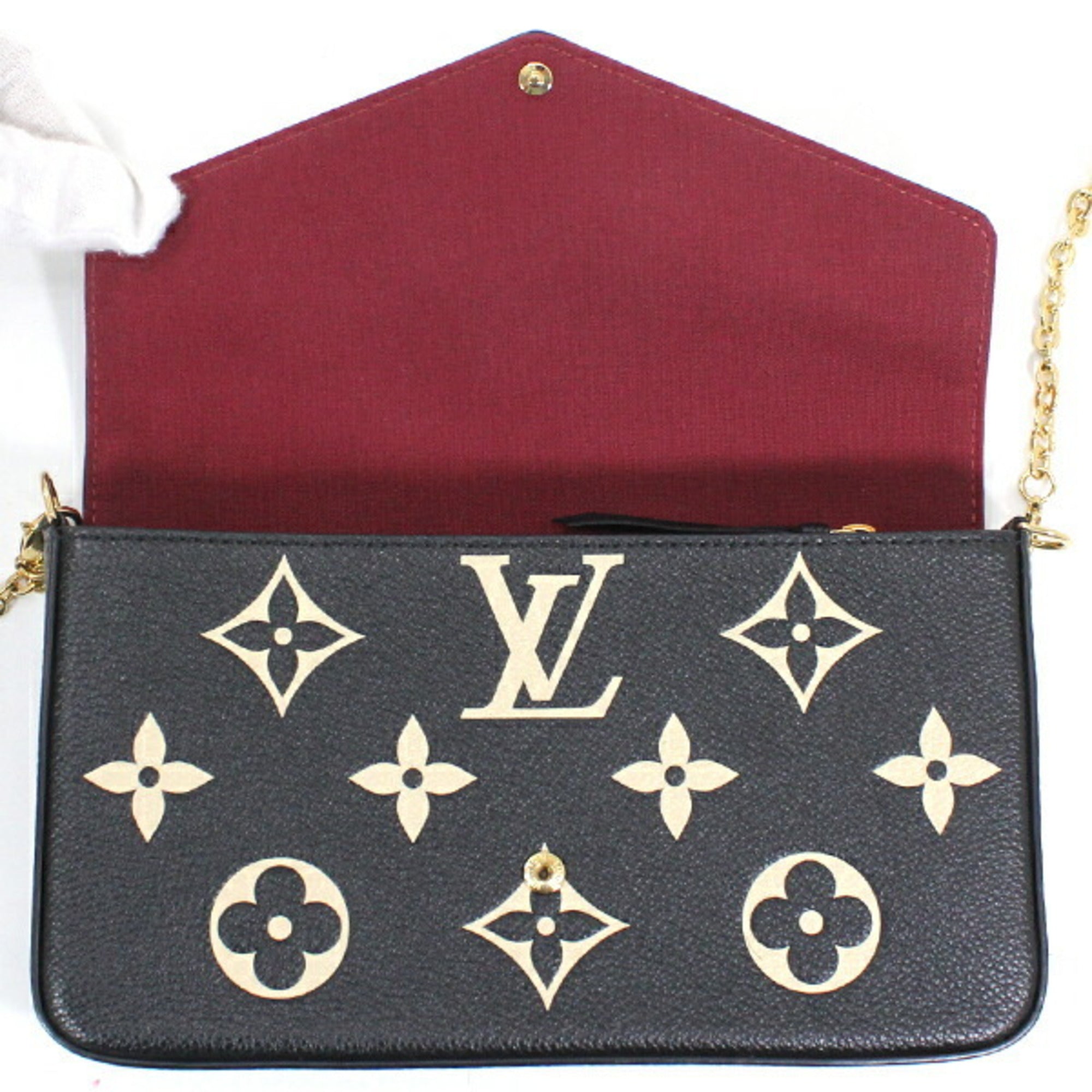 Louis Vuitton Beige Bicolor Black Monogram Empreinte Clutch Bag Pochette Shoulder Bag (Pre-Owned)