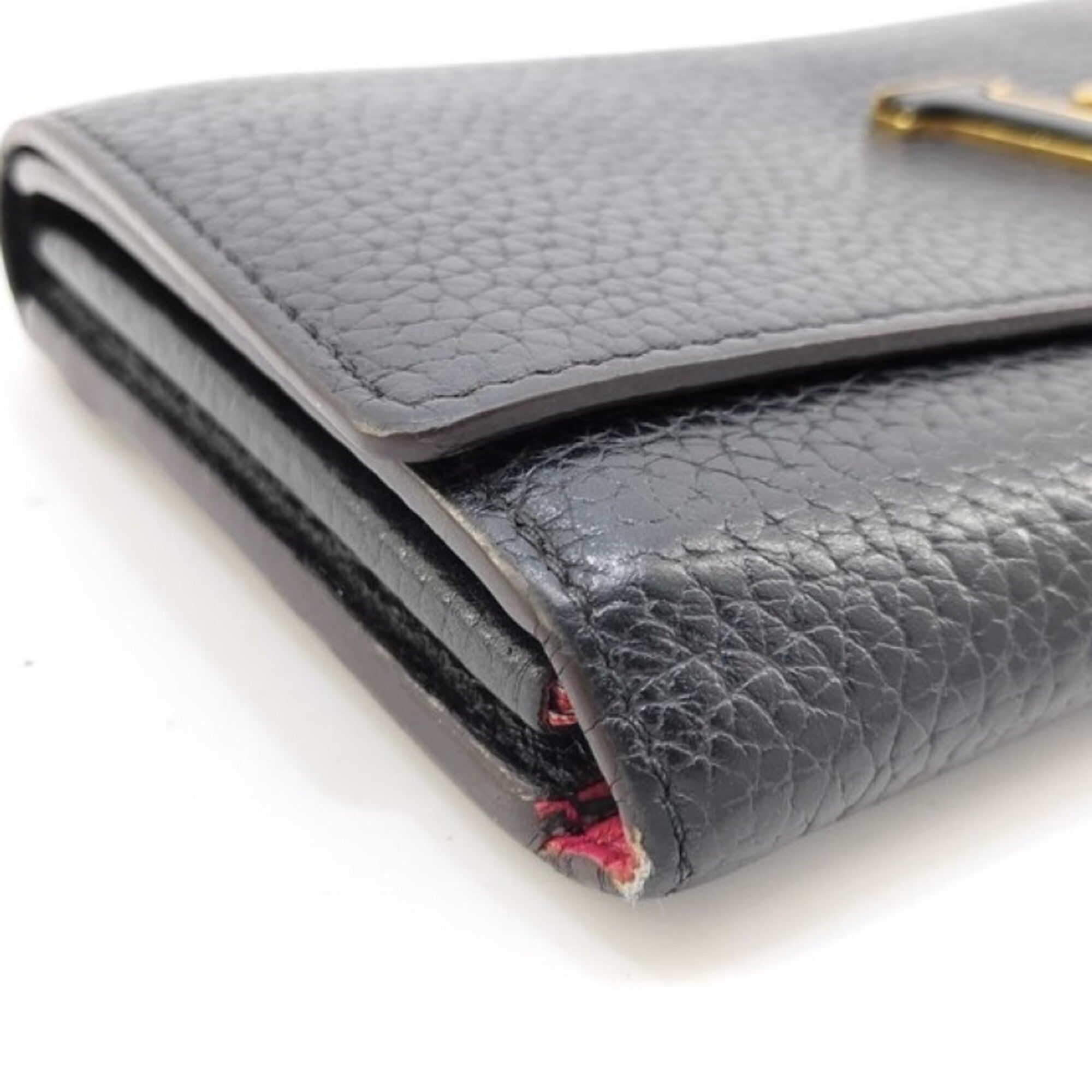 Louis Vuitton Black Noir Leather Long Wallet (Bi-Fold) (Pre-Owned)