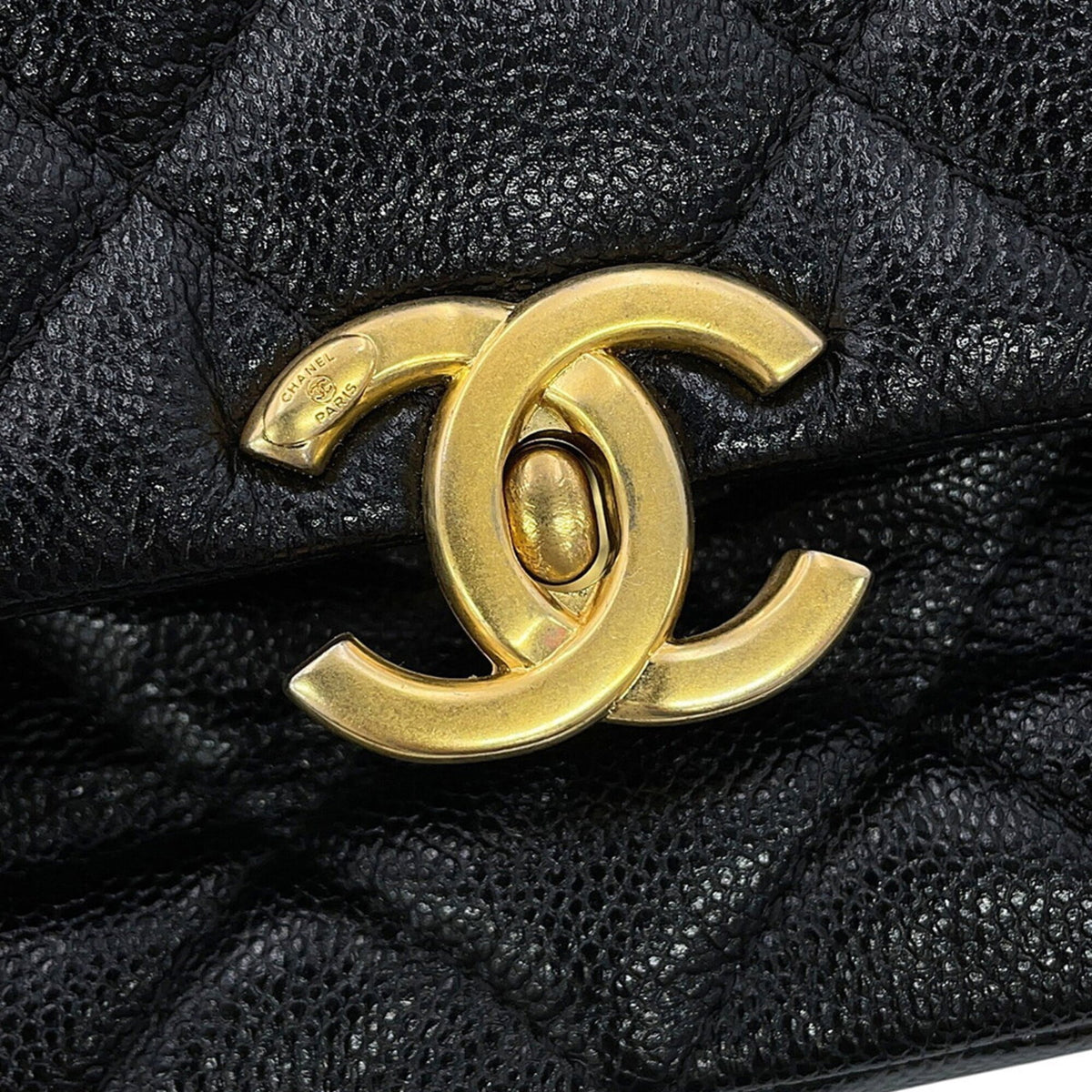 Chanel Matelasse Black Grained Calfskin Handbag Shoulder Bag (Pre-Owned)