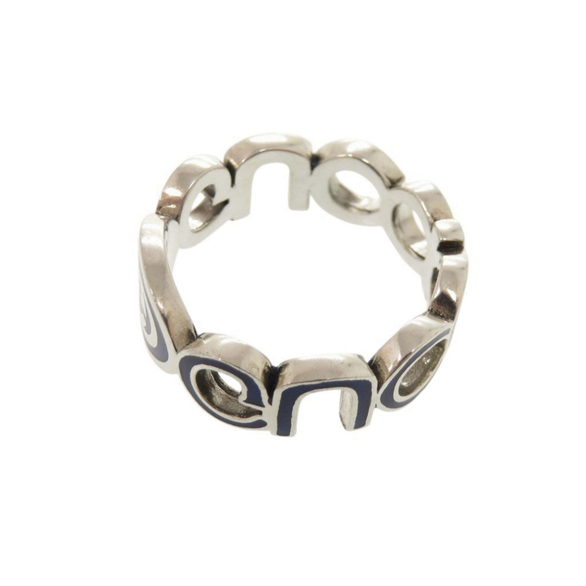 Gucci Silver Blue Silver 925 Band Ring (Pre-Owned)
