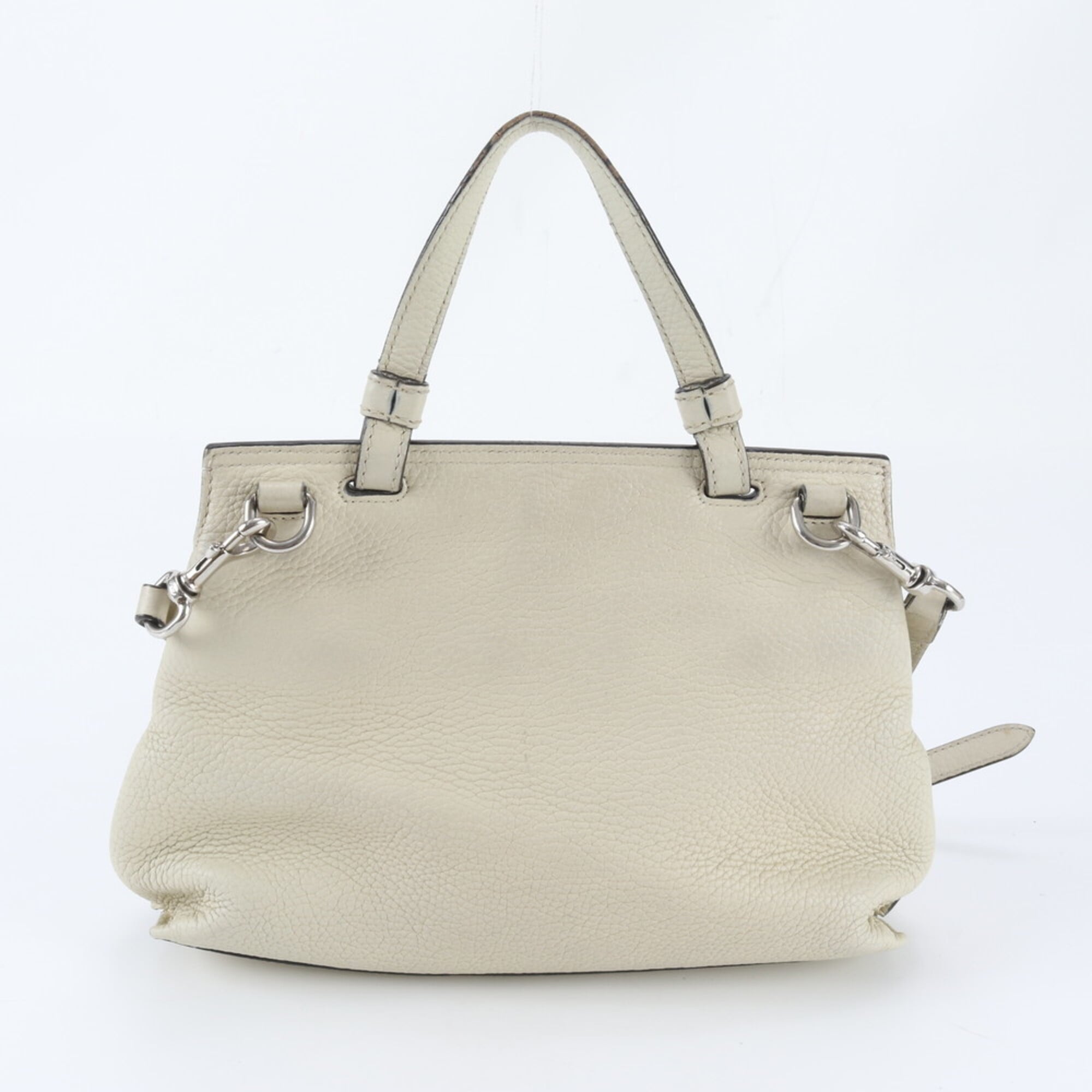 Gucci Bamboo White Leather Handbag Shoulder Bag (Pre-Owned)