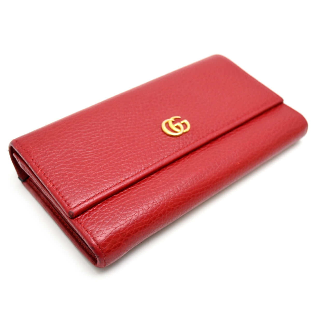 Gucci Red Color Leather Long Wallet (Bi-Fold) (Pre-Owned)