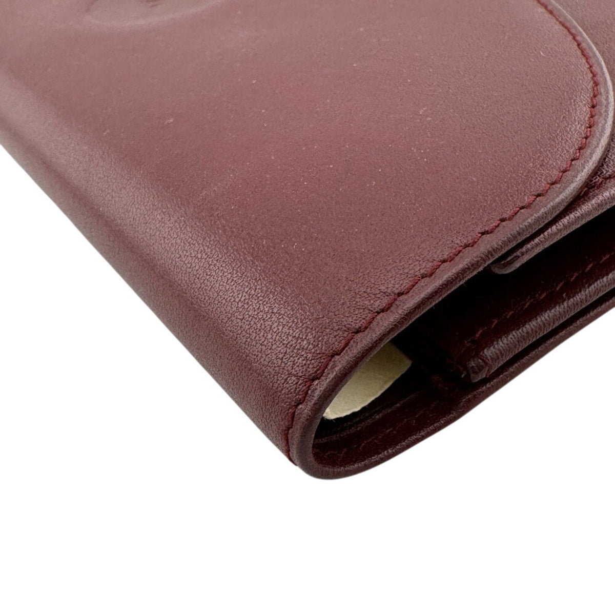 Cartier Must Red Color Leather Long Wallet (Bi-Fold) (Pre-Owned)