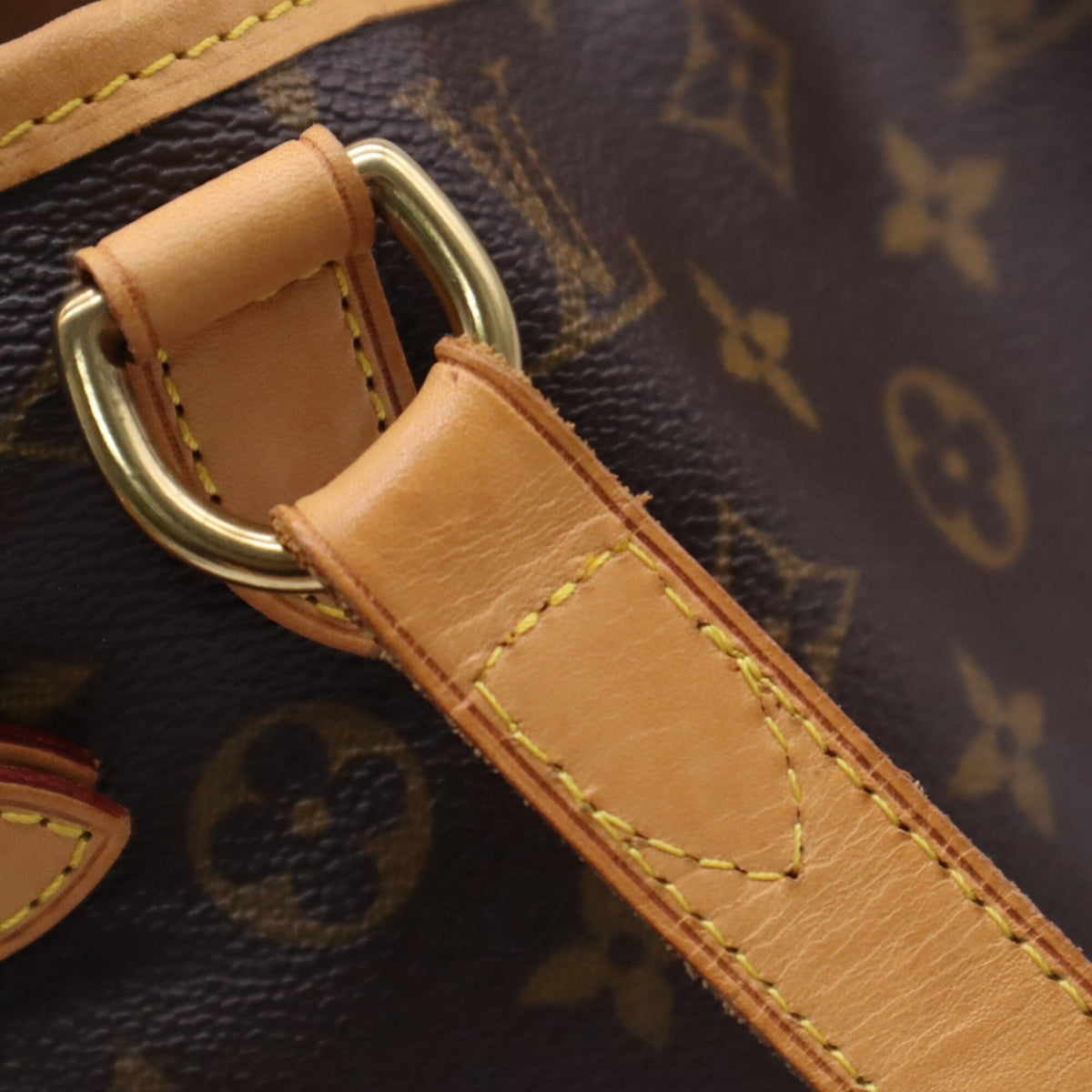 Louis Vuitton Beige Brown Coated Canvas Leather Handbag (Pre-Owned)