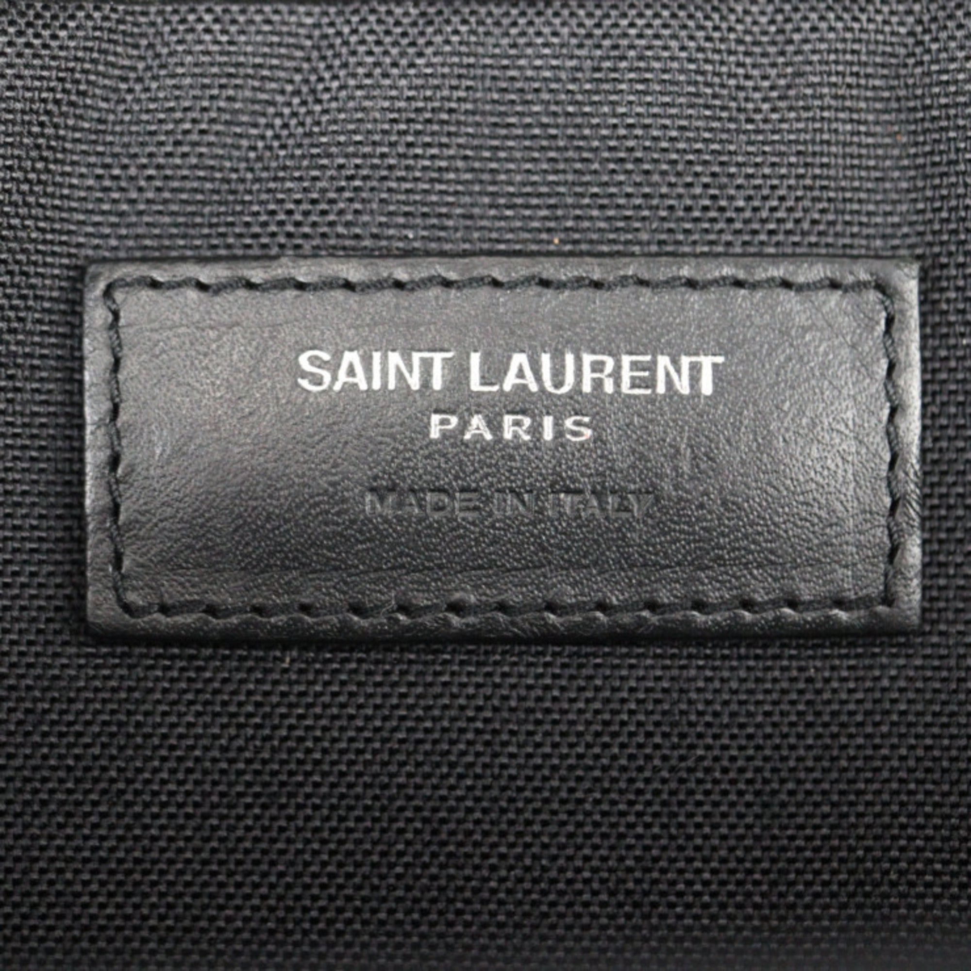 Yves Saint Laurent Black Canvas Leather Backpack Handbag (Pre-Owned)