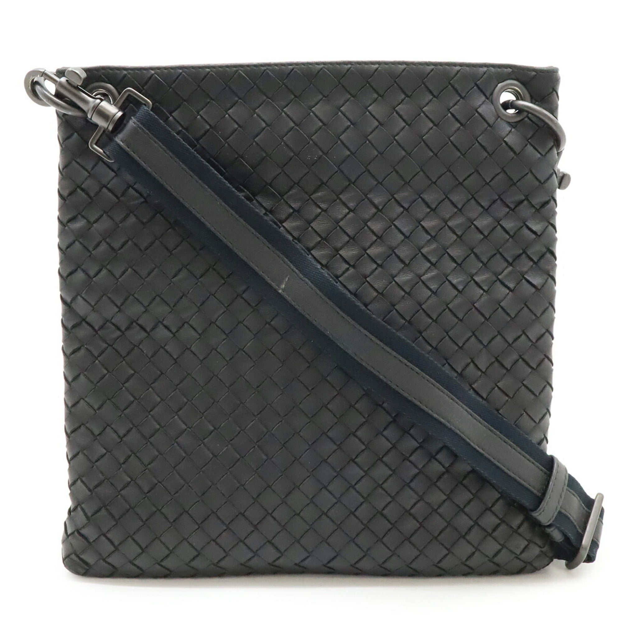 Bottega Veneta Black Intrecciato Shoulder Bag (Pre-Owned)