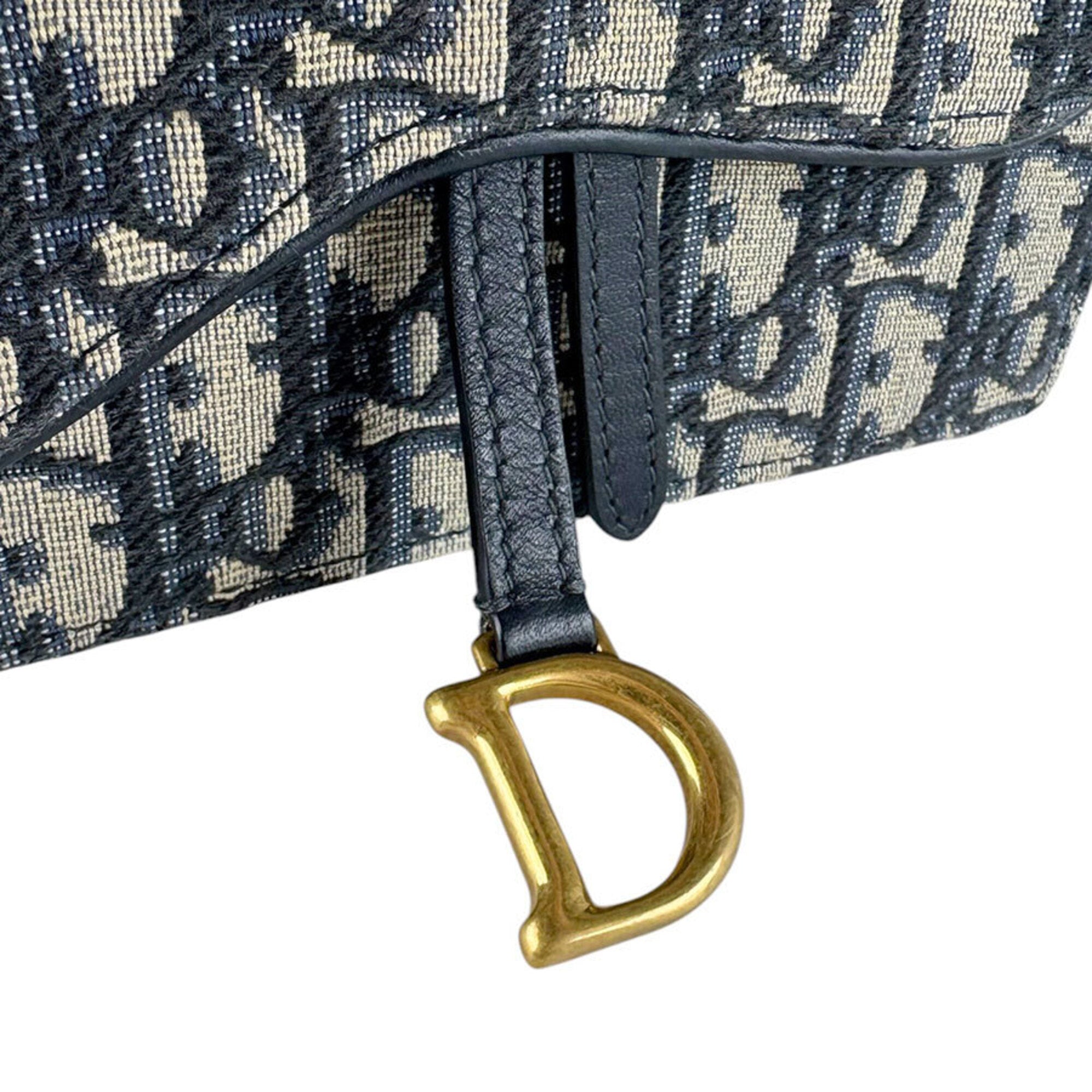 Christian Dior Navy Canvas Leather Sling Bag (Pre-Owned)