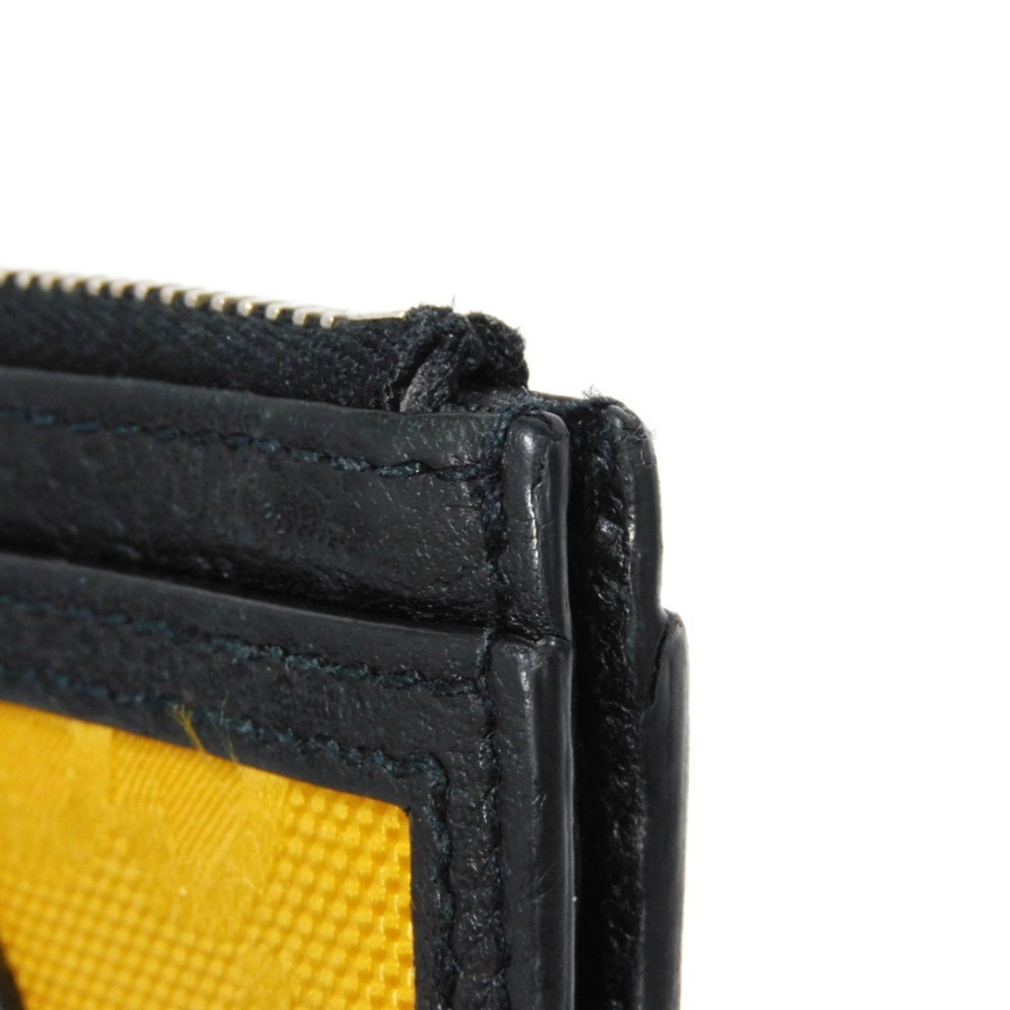 Gucci Black Yellow Nylon Leather Coin Purse/Coin Case (Pre-Owned)