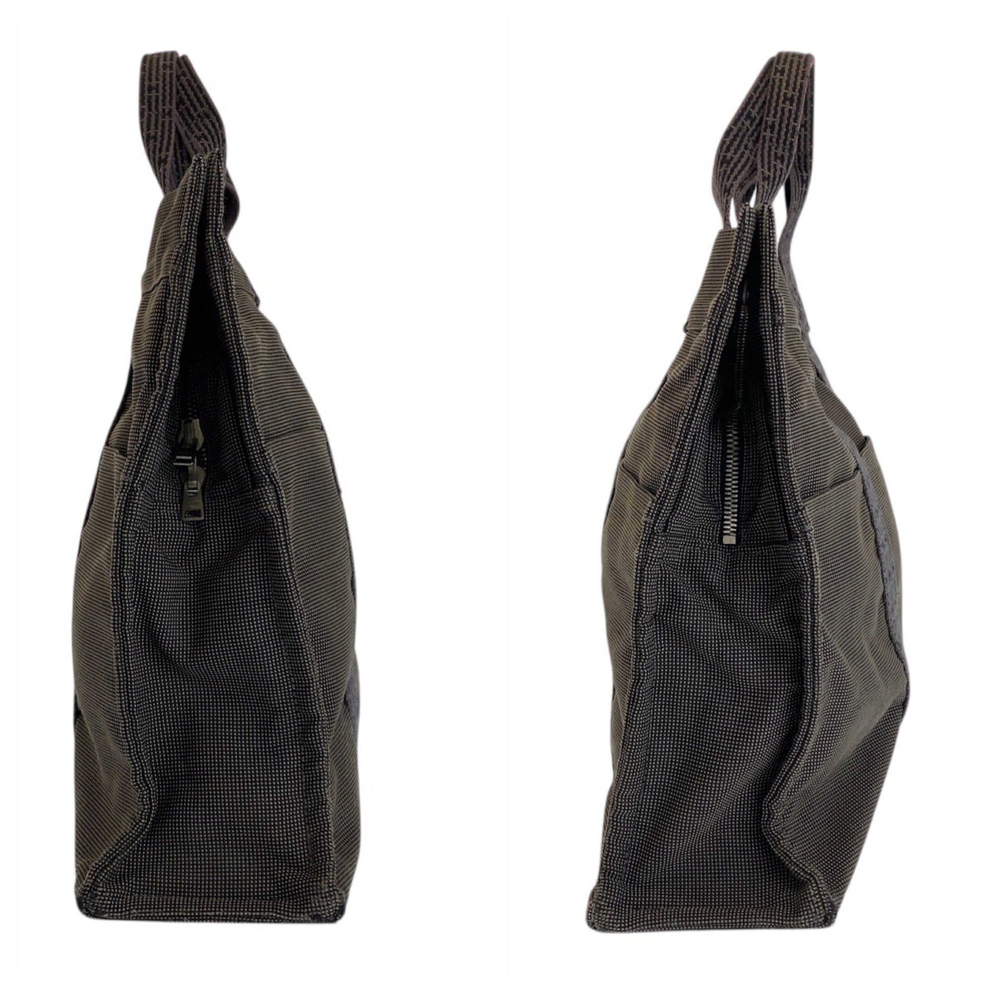 Hermes Gray Canvas Handbag Tote Bag (Pre-Owned)
