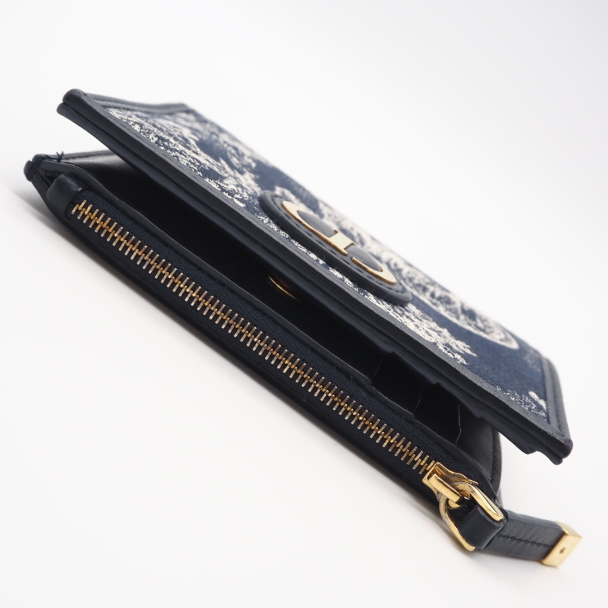 Christian Dior Navy White Cotton Leather Wallet (Bi-Fold) (Pre-Owned)