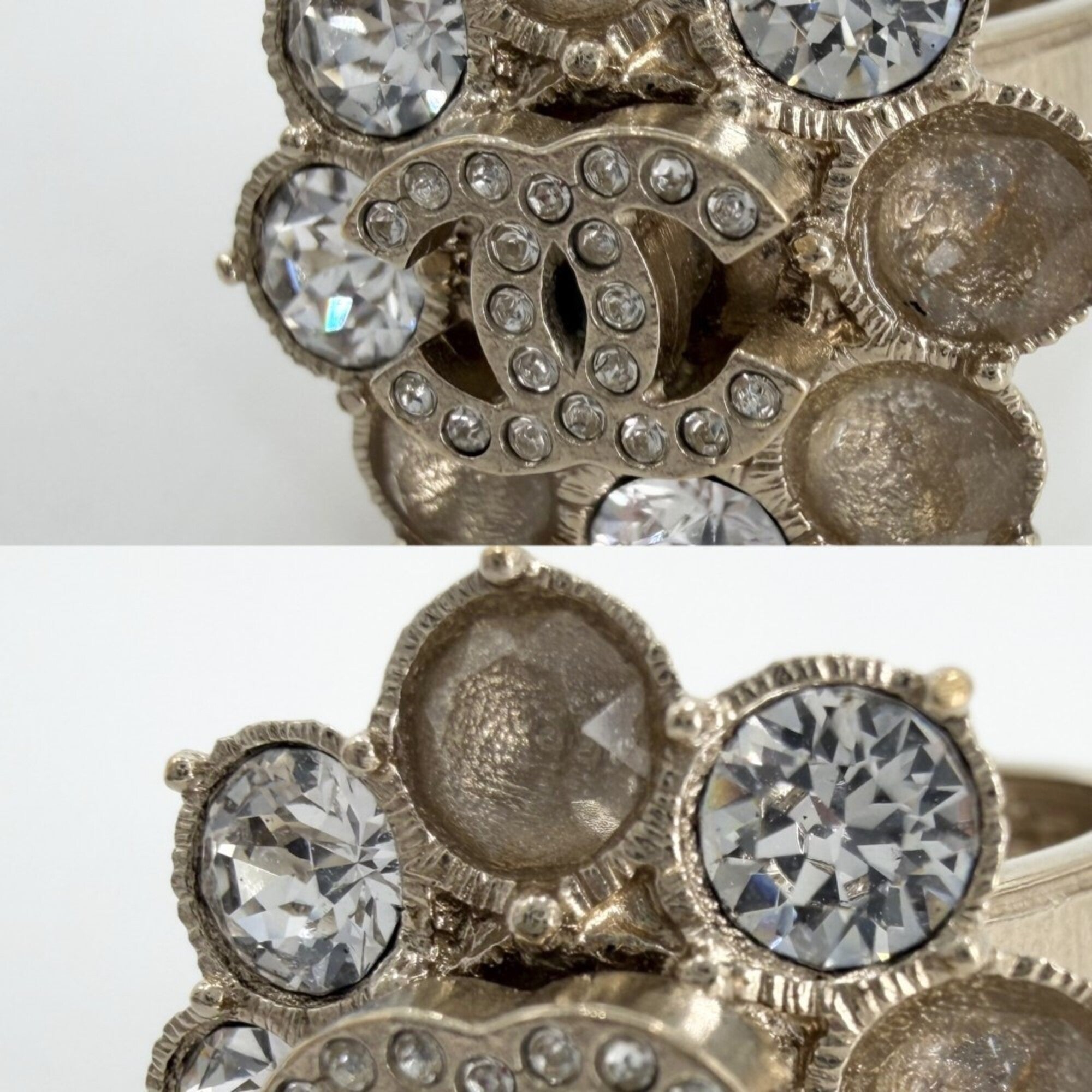 Chanel Gold Plating Rhinestone Band Ring (Pre-Owned)