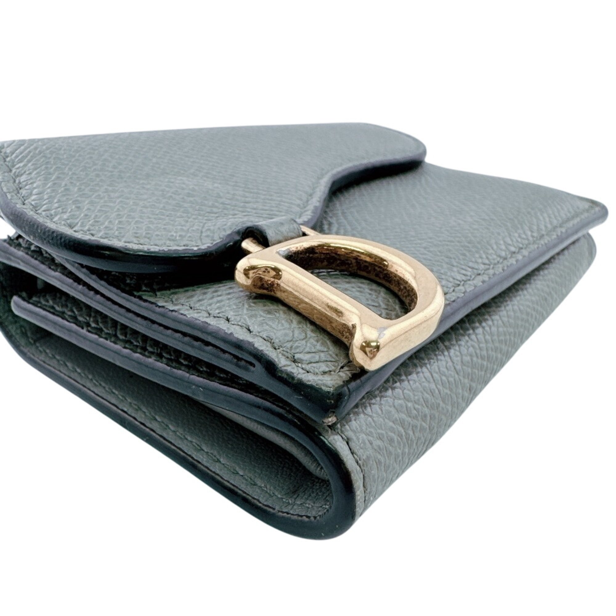 Christian Dior Gray Leather Wallet (Tri-Fold) (Pre-Owned)