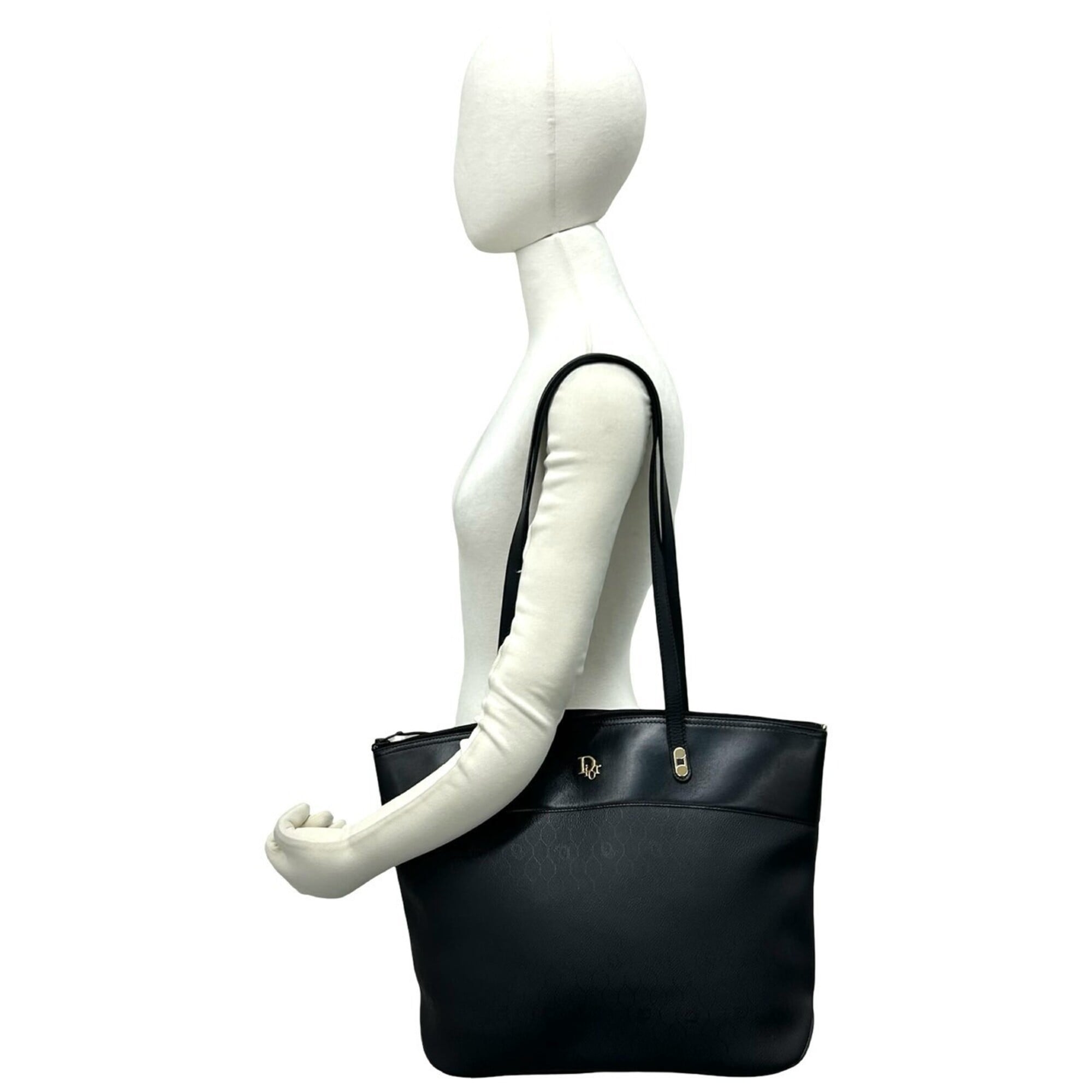 Christian Dior Black Leather Pvc Shoulder Bag Tote Bag (Pre-Owned)