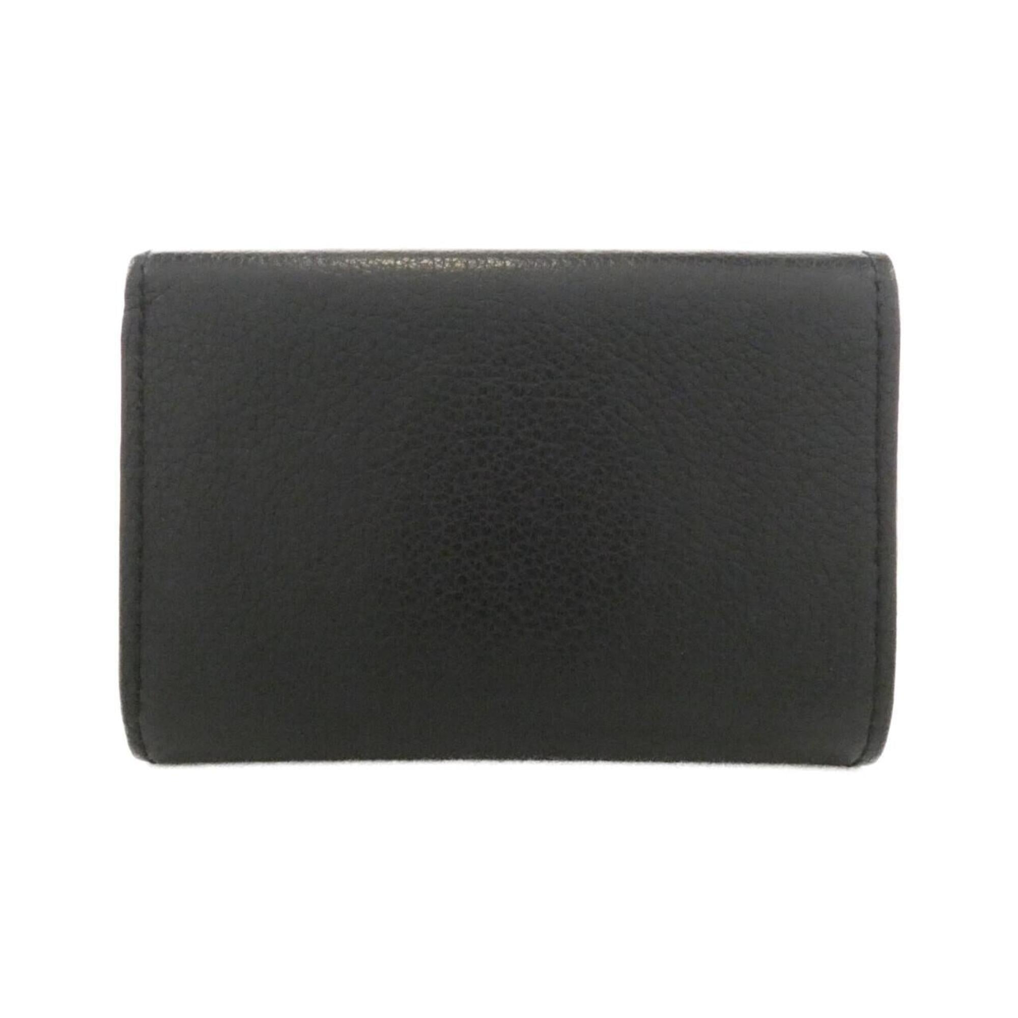 Louis Vuitton Black Leather Wallet (Tri-Fold) (Pre-Owned)