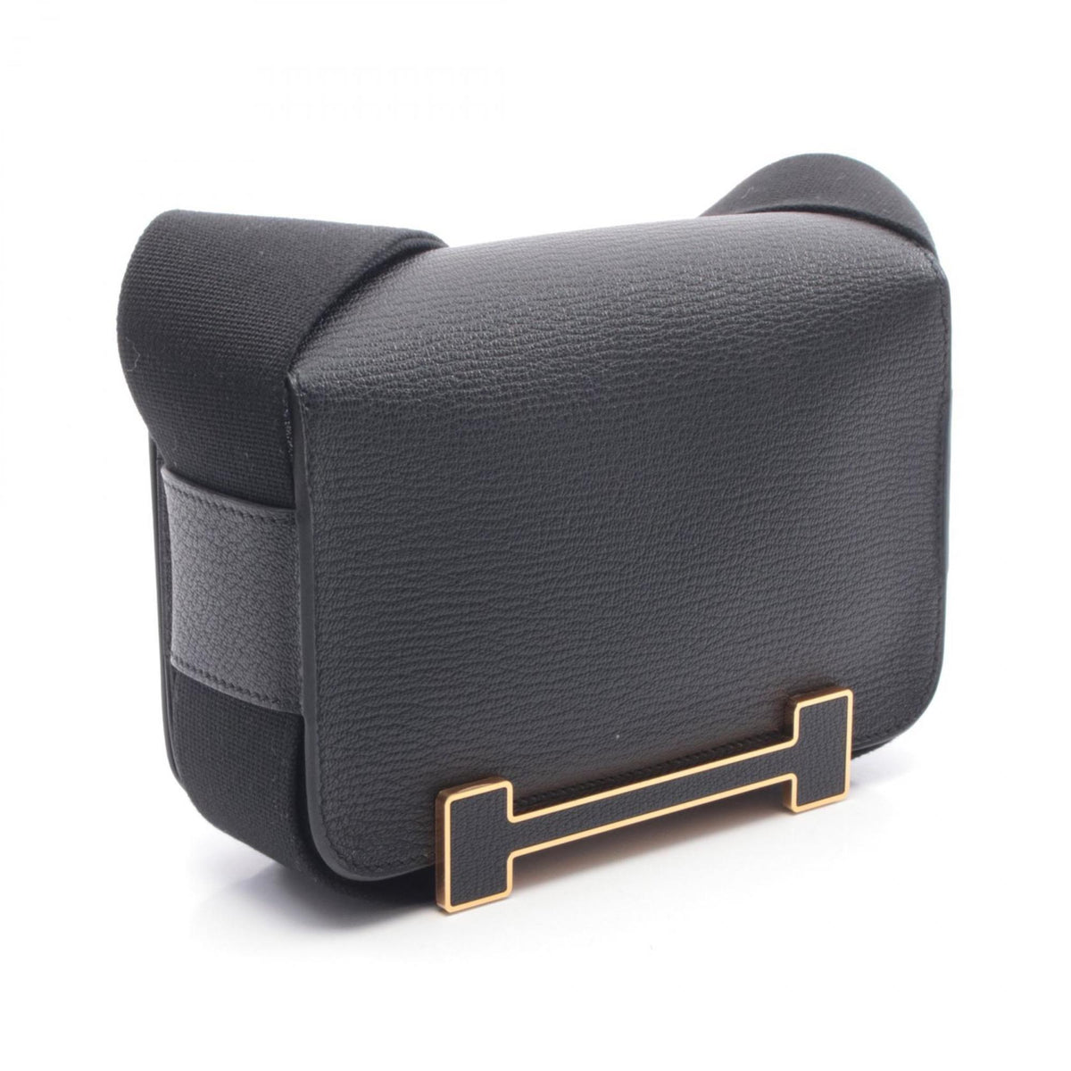 Hermes Black Chevre Leather Leather Handbag Shoulder Bag (Pre-Owned)