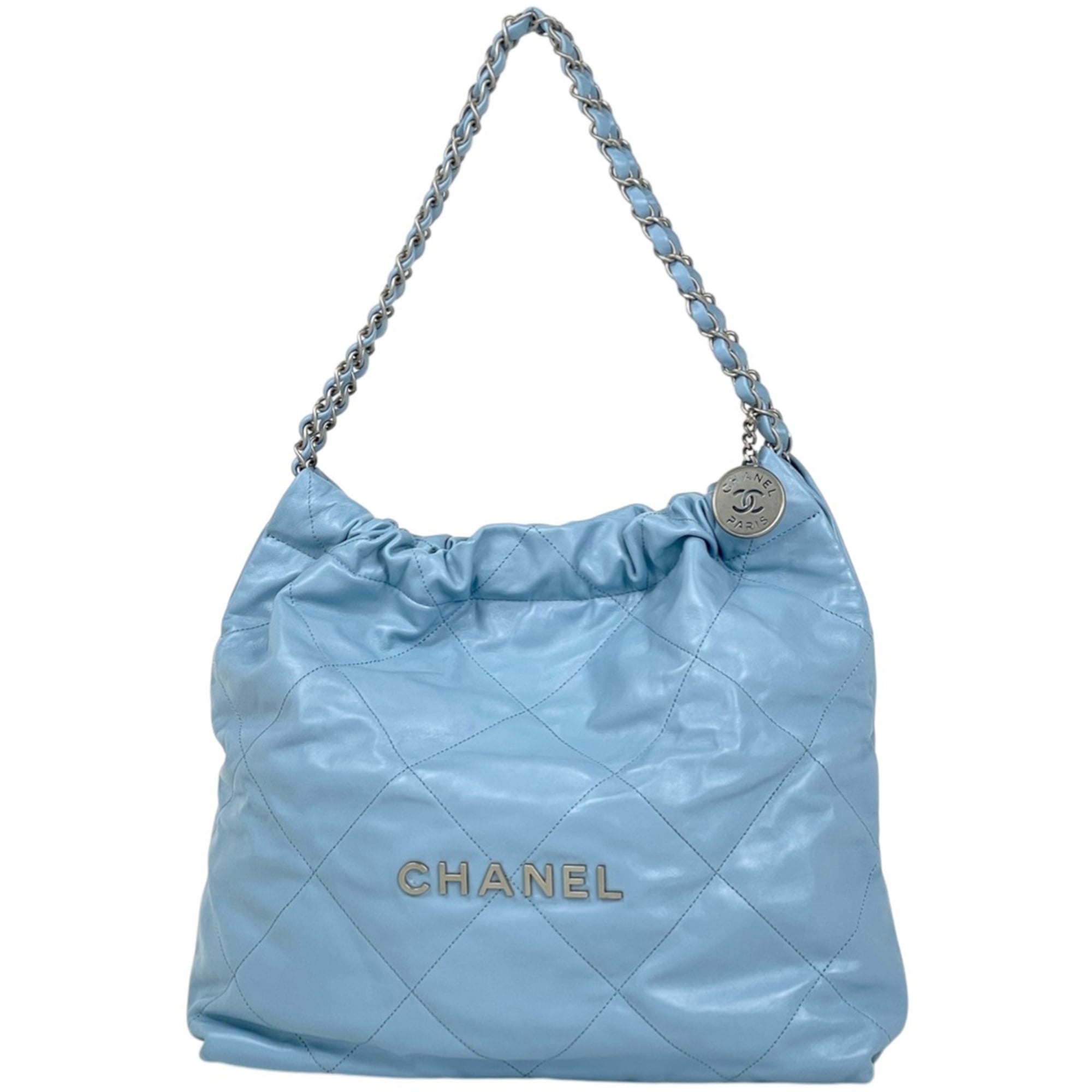 Chanel Matelasse Light Blue Leather Shoulder Bag (Pre-Owned)