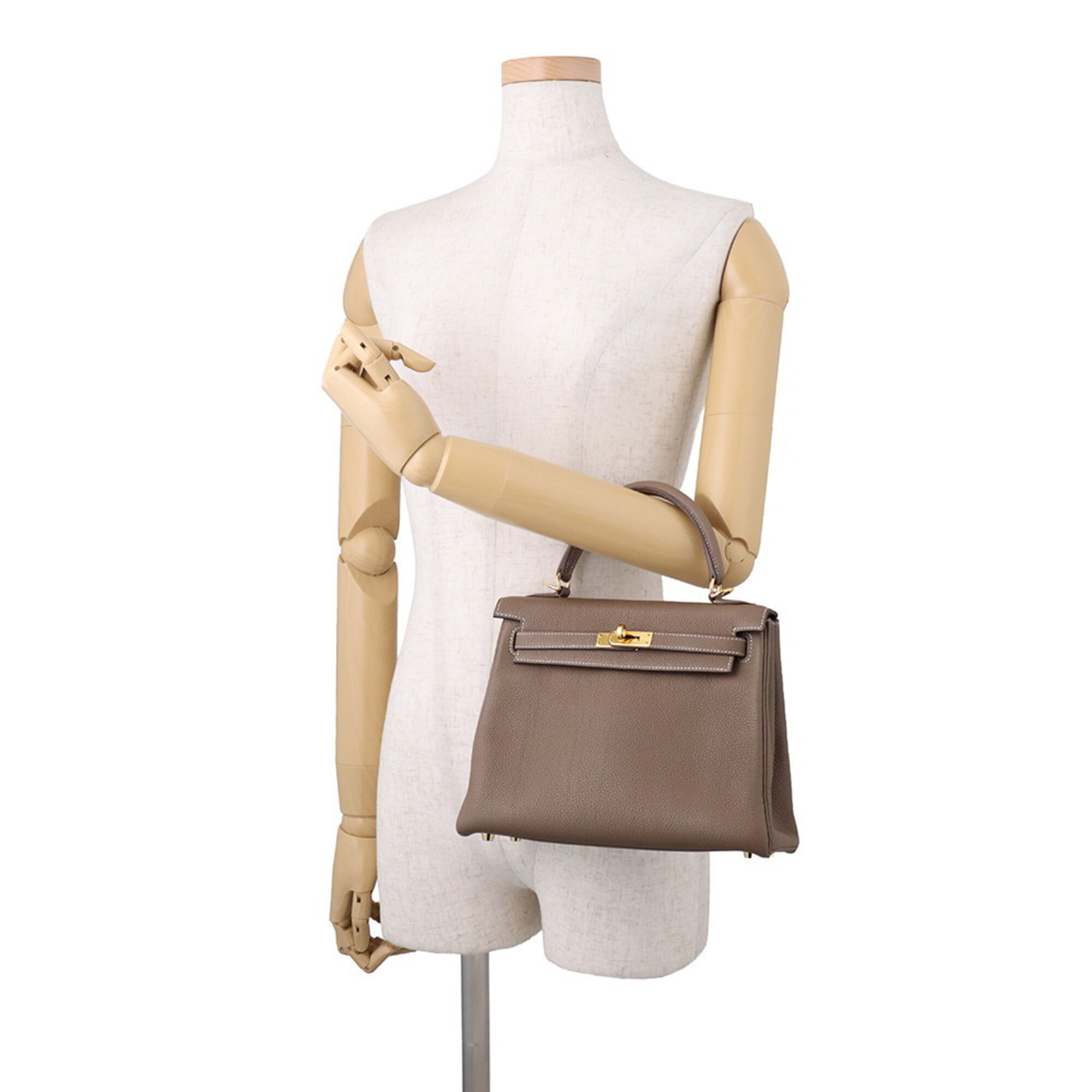 Hermes Etoupe Gray Togo Leather Handbag (Pre-Owned)