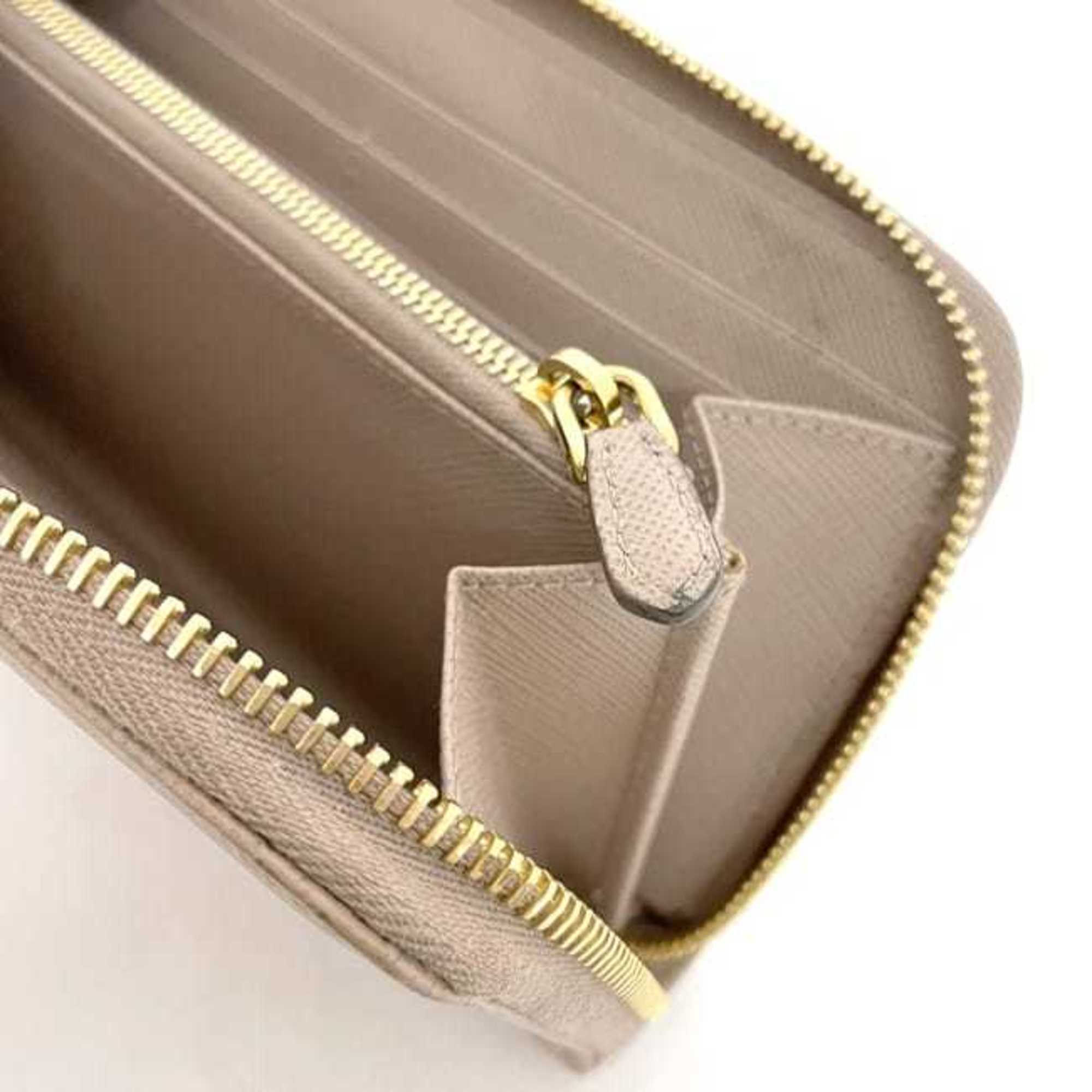 Prada Beige Leather Long Wallet (Bi-Fold) (Pre-Owned)